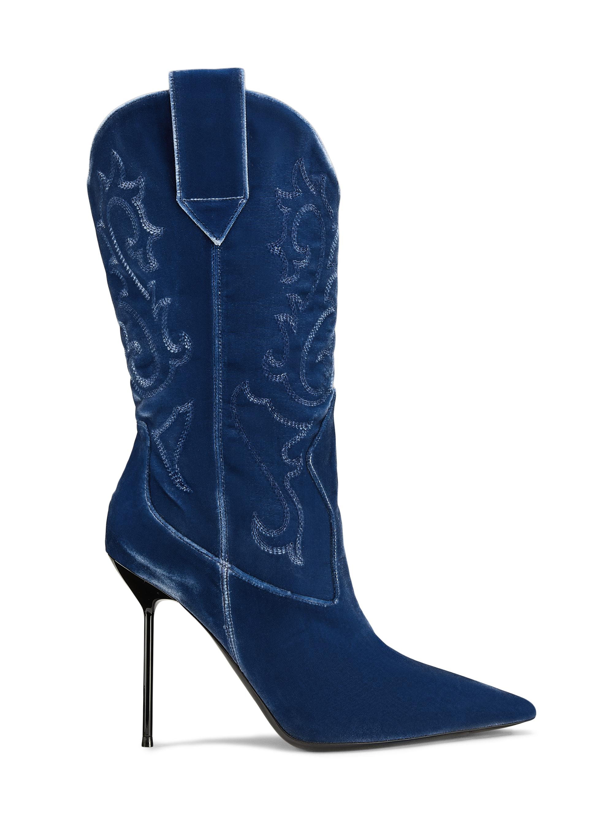Paris Texas Women's Lidia 105MM Embroidered Velvet Cowboy Boots - Jeans