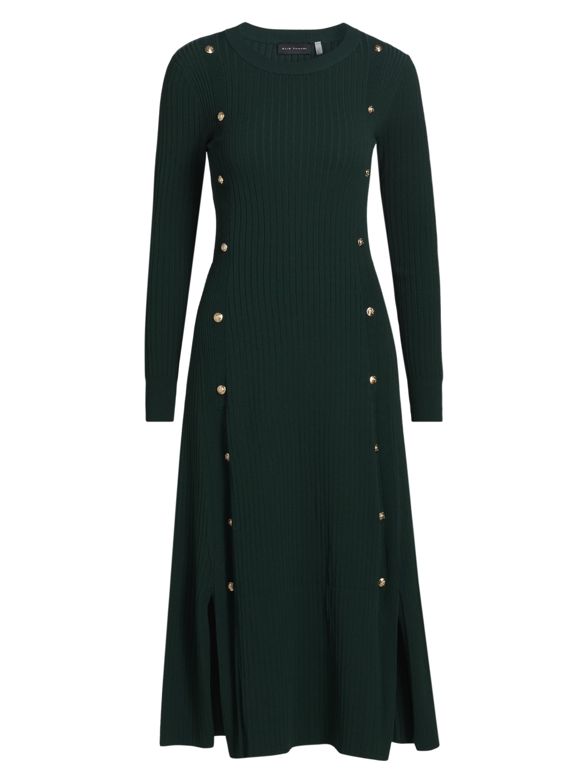 Elie Tahari Women's Tamara Rib-Knit Midi-Sweaterdress - Deep Forest