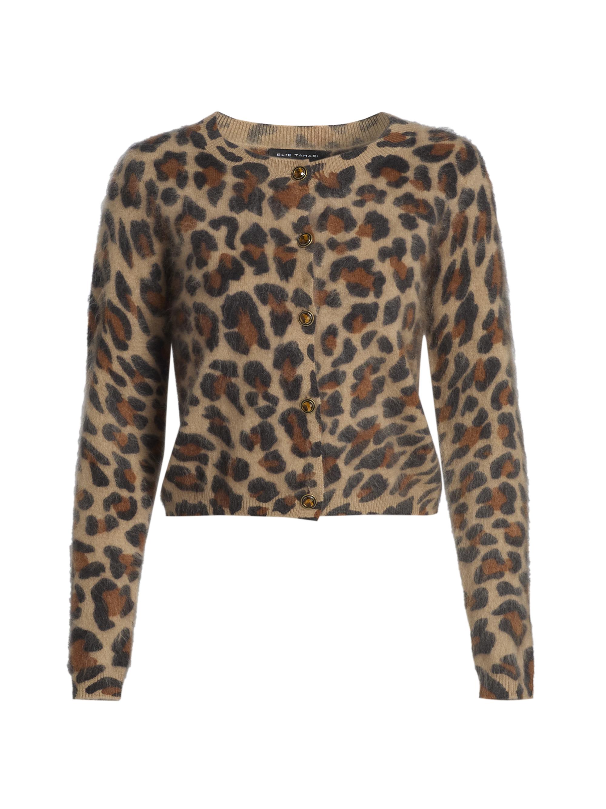 Elie Tahari Women's Jillian Leopard Cashmere Cardigan - Cashmere Leopard