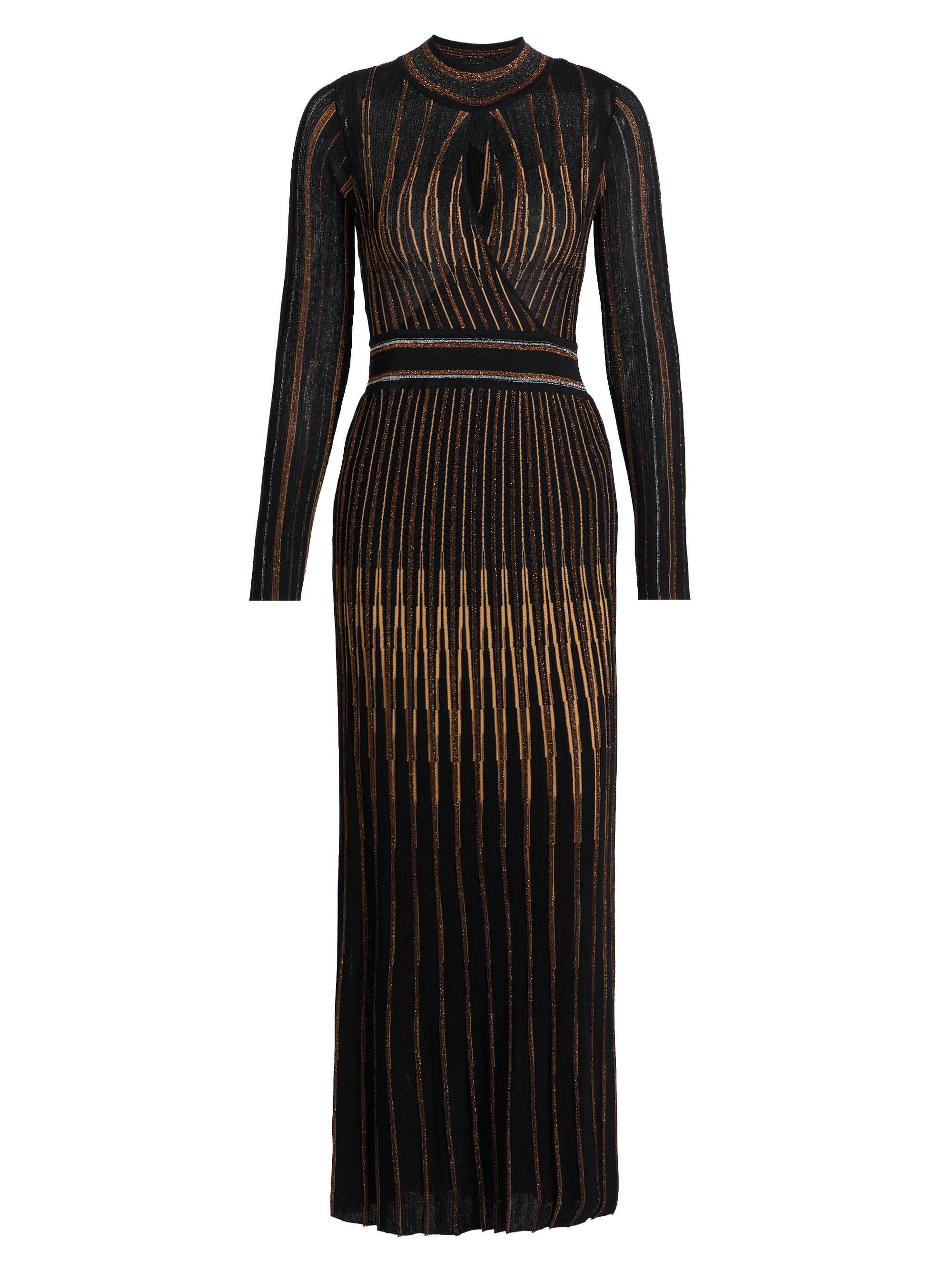 Elie Tahari Women's The Alicia Keyhole Maxi Sweaterdress - Noir With Gold Lurex