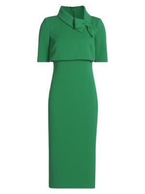 Badgley Mischka Women's Bow-Detailed Sheath Cocktail Dress - Emerald