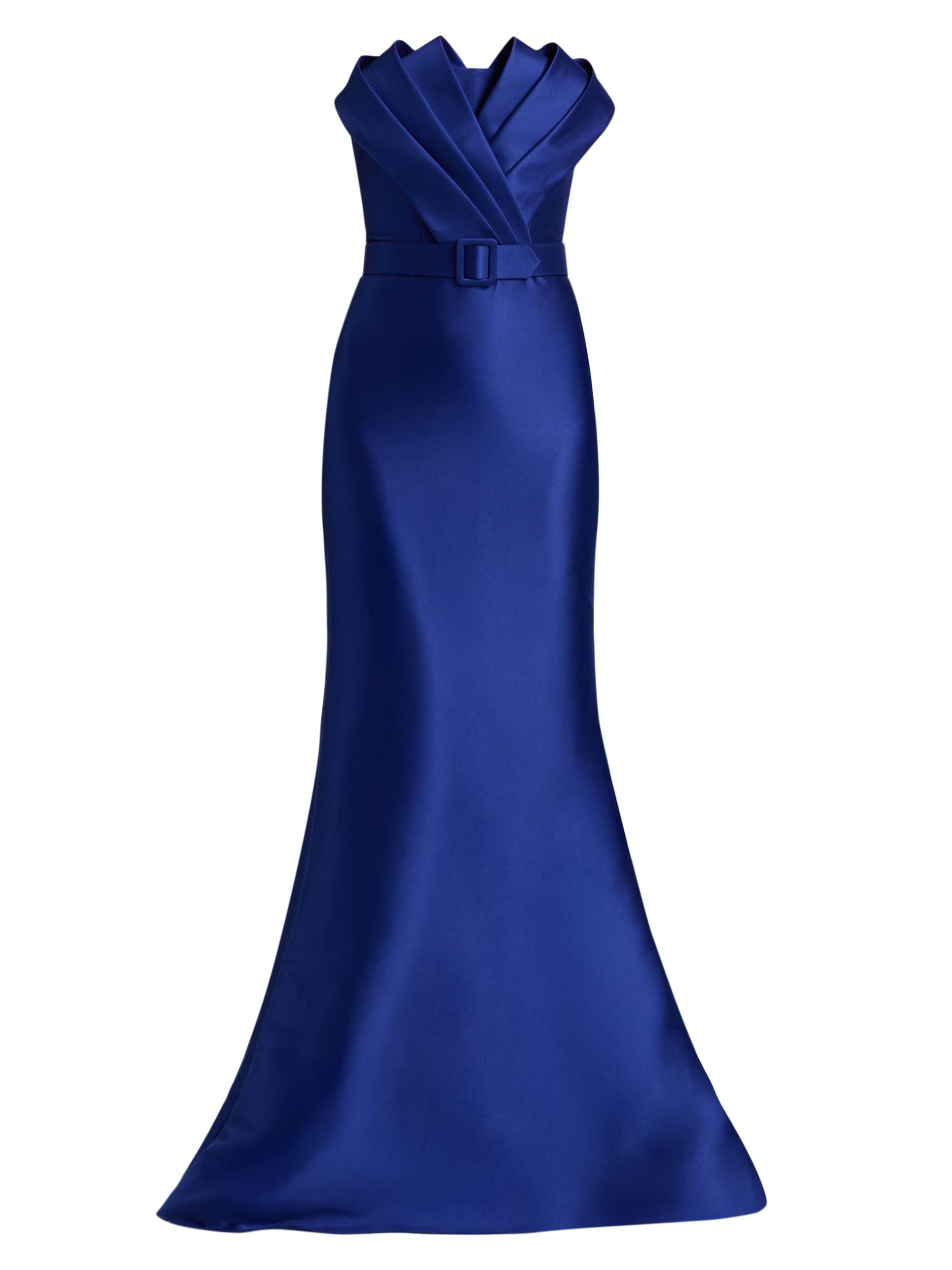 Badgley Mischka Women's Satin Strapless Evening Gown - Cobalt