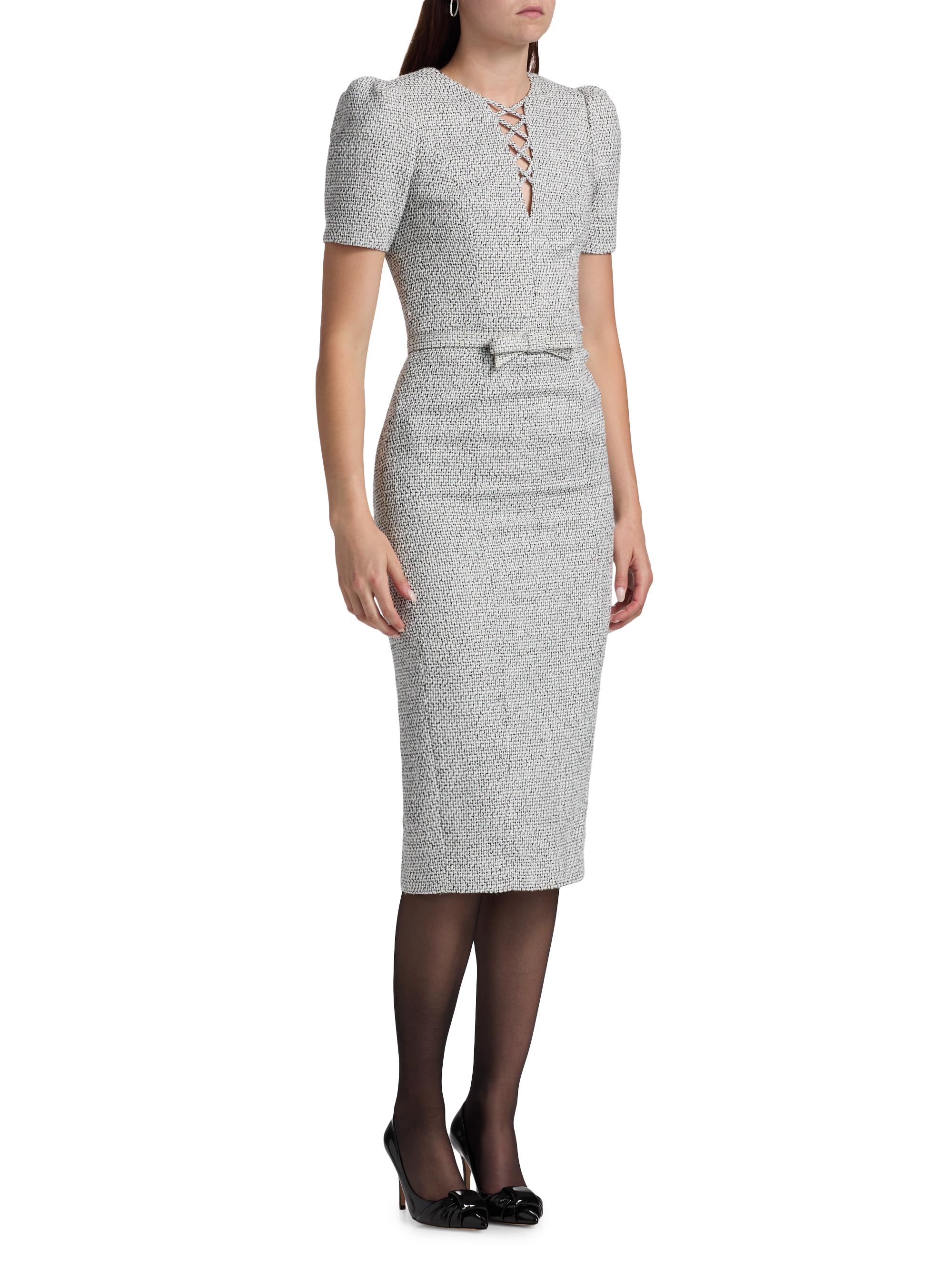 Badgley Mischka Tweed Fitted Cocktail Dress | Saks Fifth Avenue