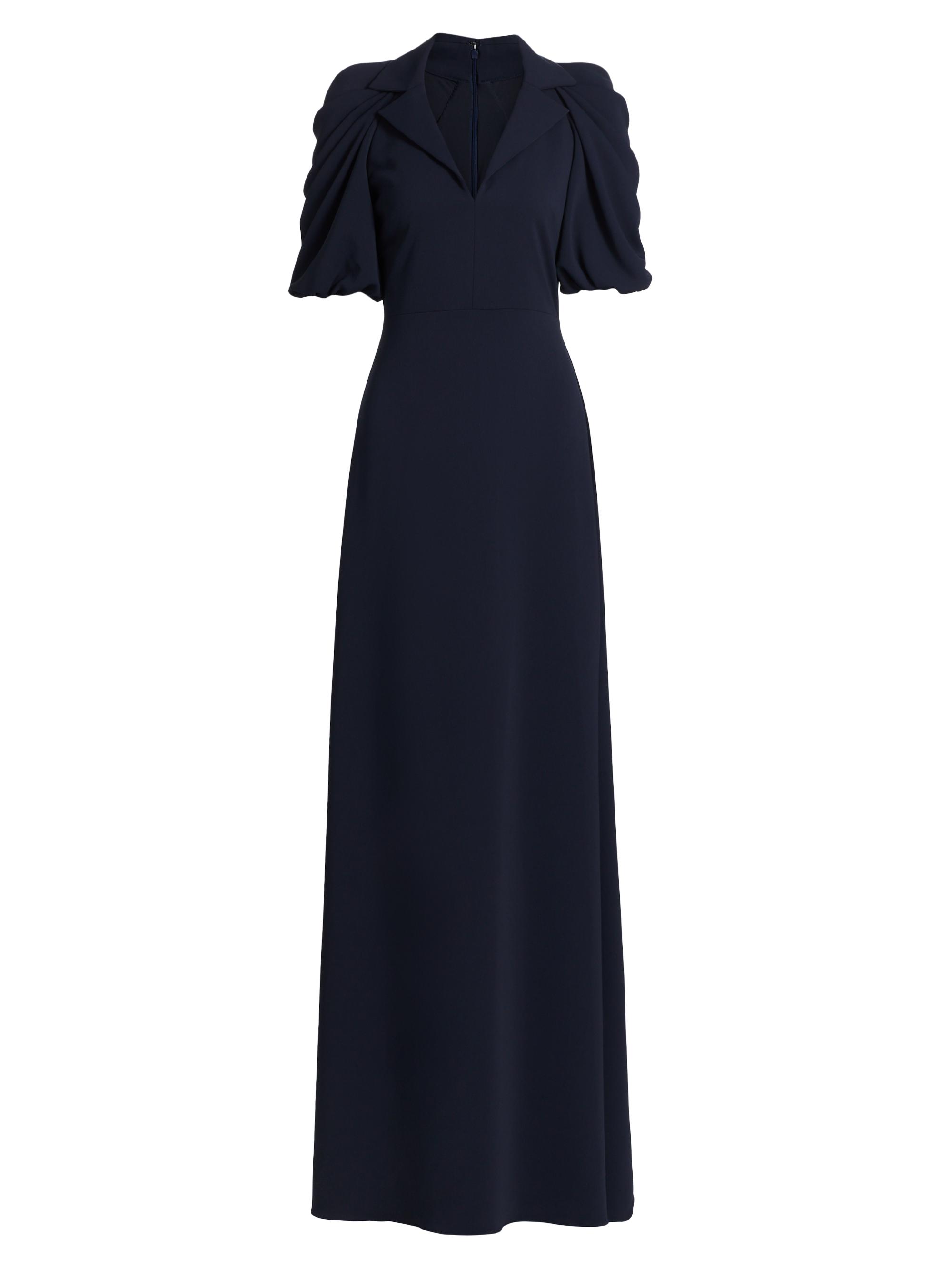 Badgley Mischka Women's Crepe Puff-Sleeve Evening Gown - Navy