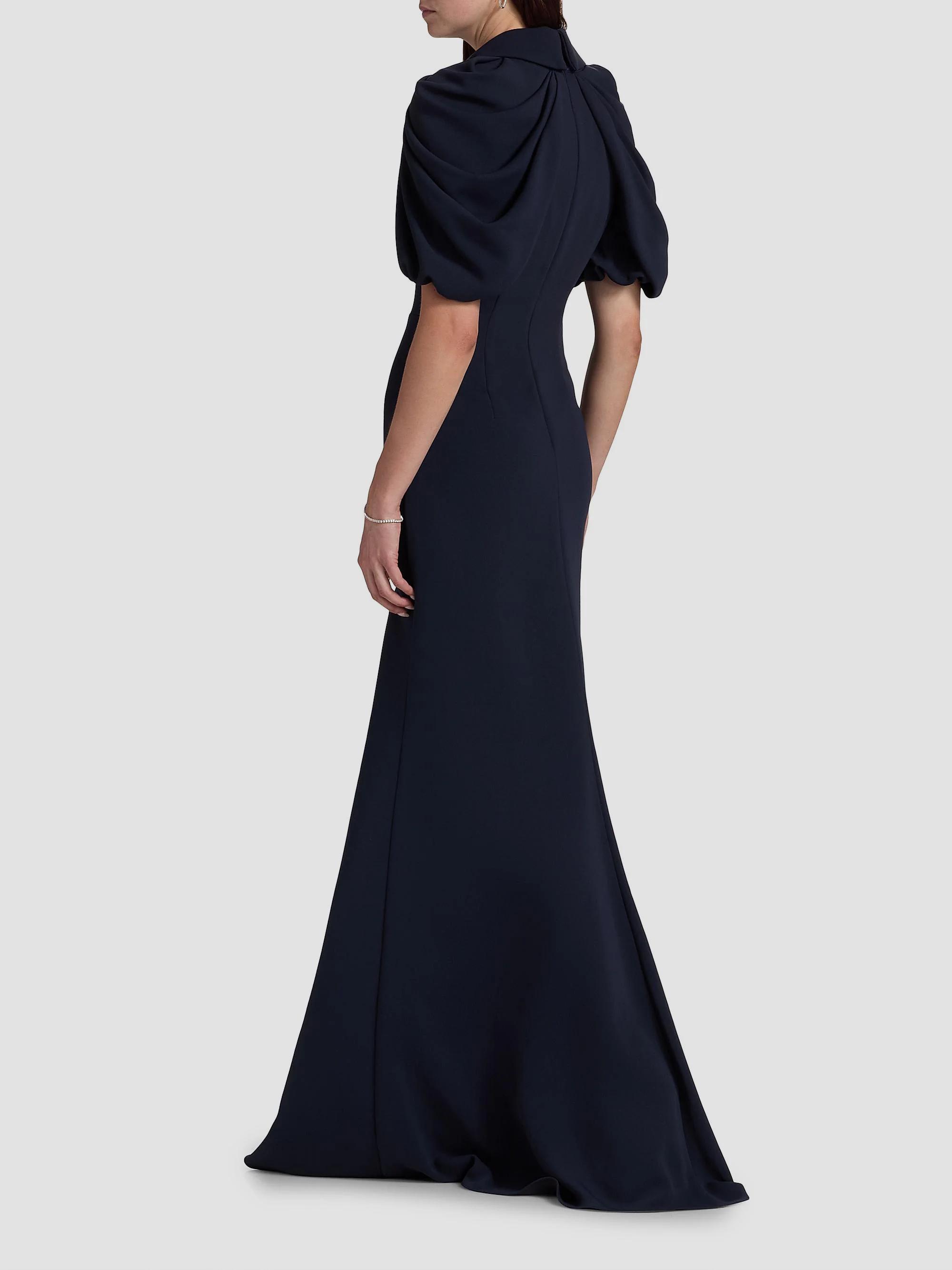 formal badgley mischka dress Crepe Puff-Sleeve Evening Gown #Bridal