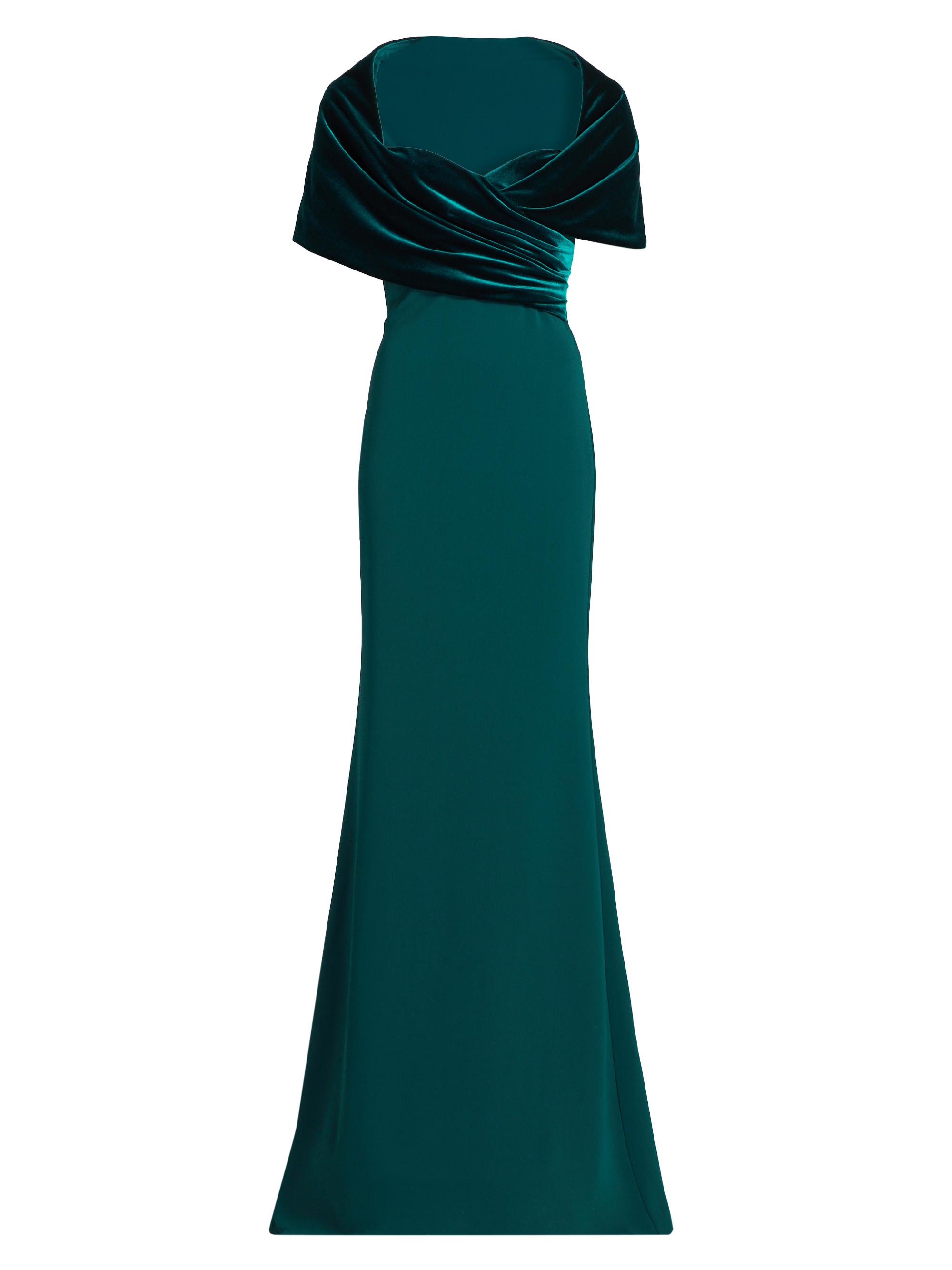 Badgley Mischka Stretch-Crepe Shawl-Collar Gown | Saks Fifth Avenue