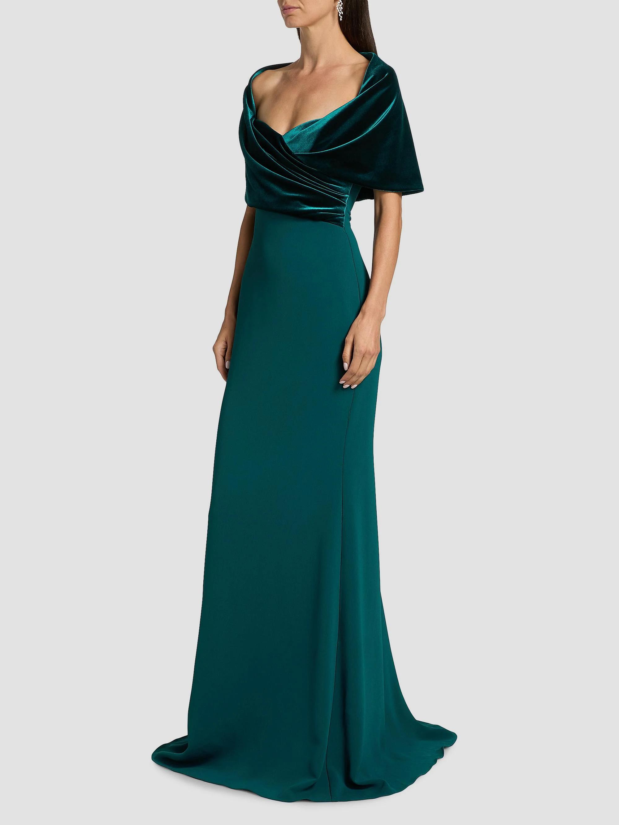 shawl collar formal dress Badgley Mischka Stretch-Crepe Shawl-Collar Gown Web Collection: Over 133