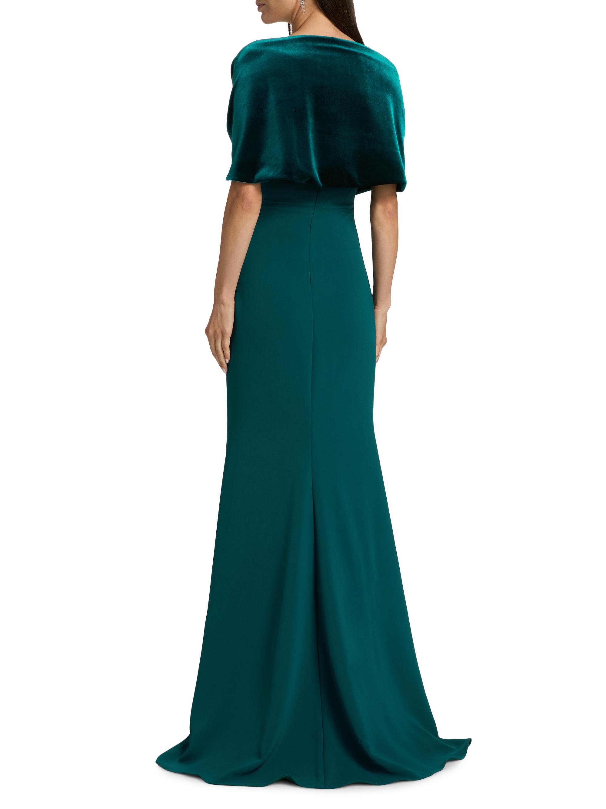 green emerald velvet dress London Times T6075M