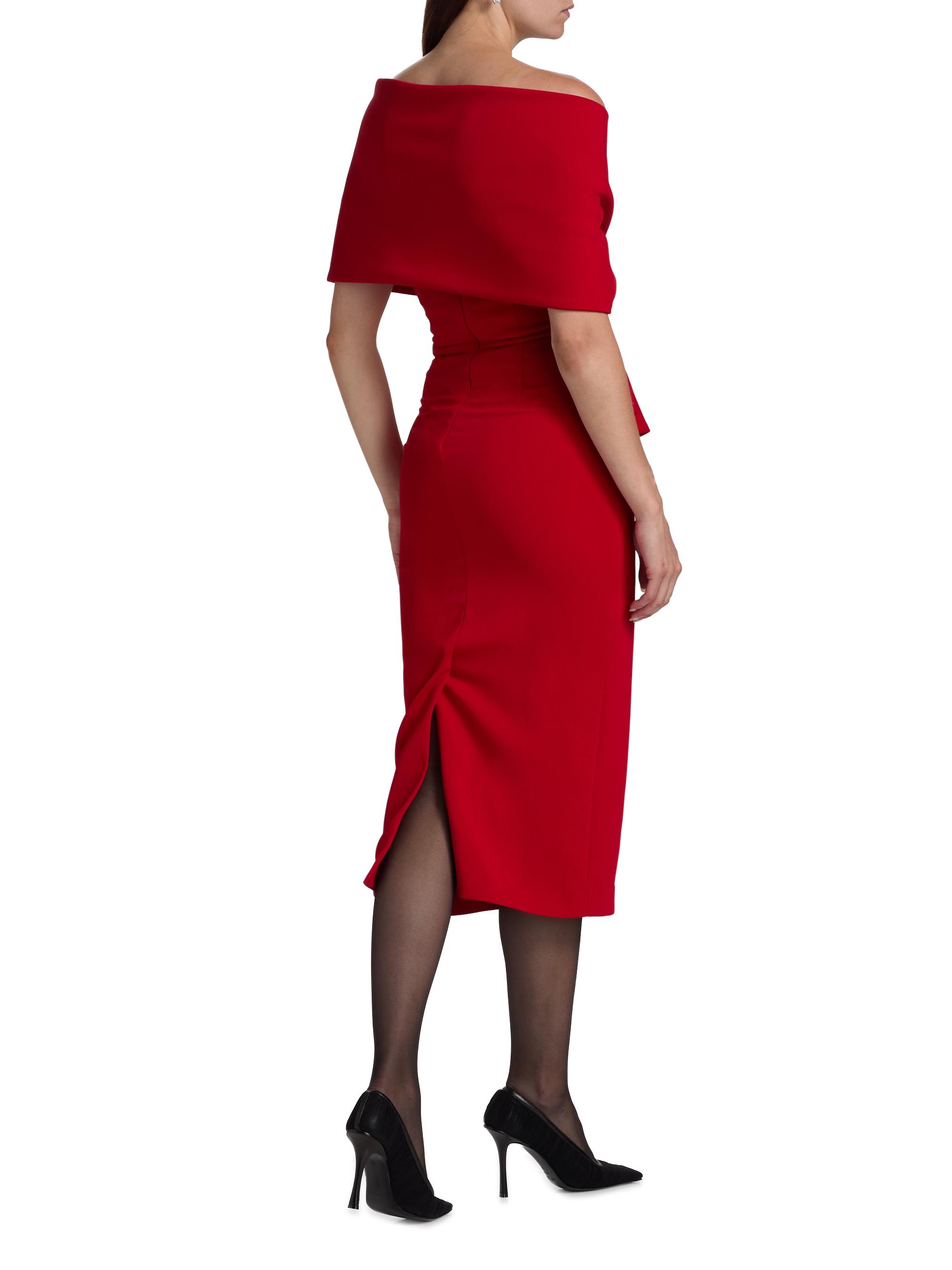 badgley mischka off the shoulder dress Badgley Mischka Off Shoulder Brooch Neck Gown- Navy  By Request