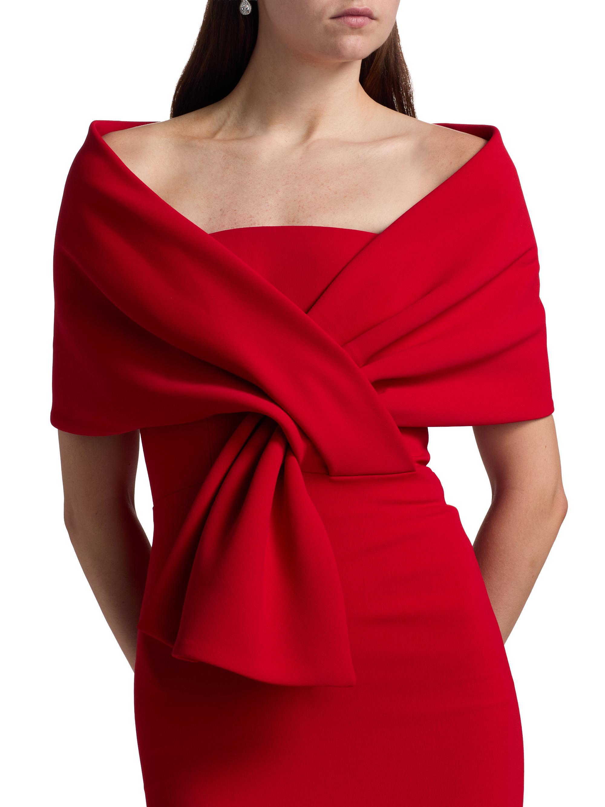 badgley mischka red off the shoulder dress Badgley Mischka Women's Off-the-Shoulder Cocktail Dress - Red