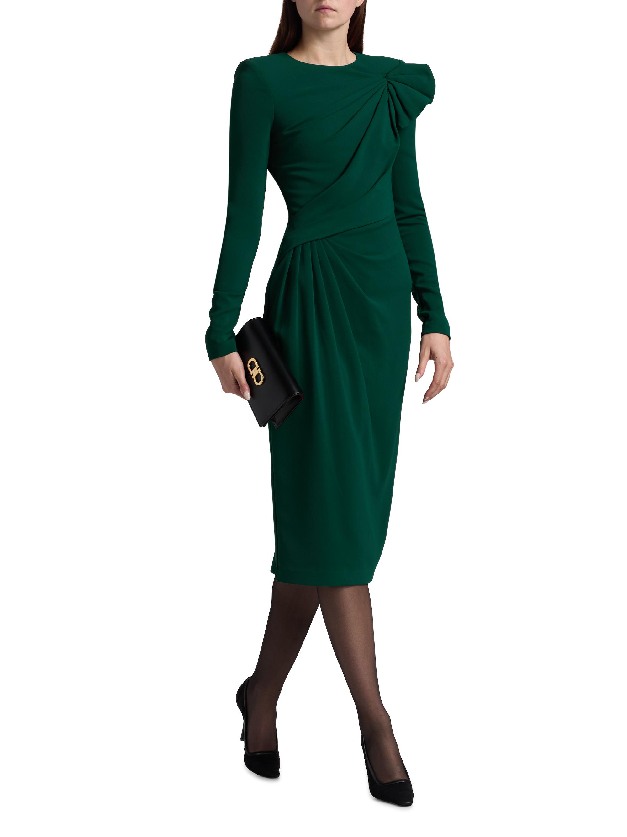 Badgley Mischka Draped Long-Sleeve Cocktail Dress | Saks Fifth Avenue