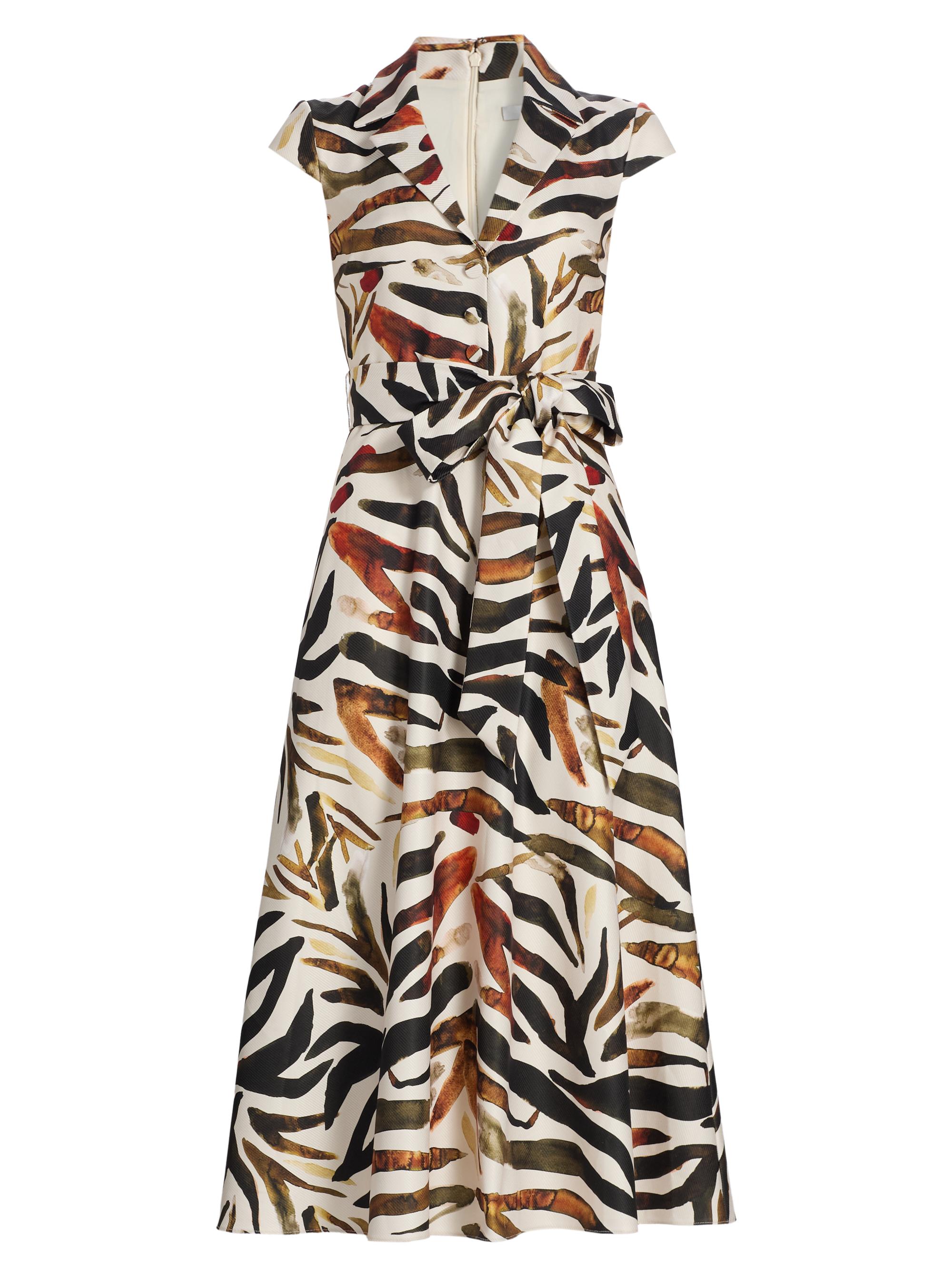 Badgley Mischka Women's Animal-Print Sash Midi-Dress - Bronze Multi