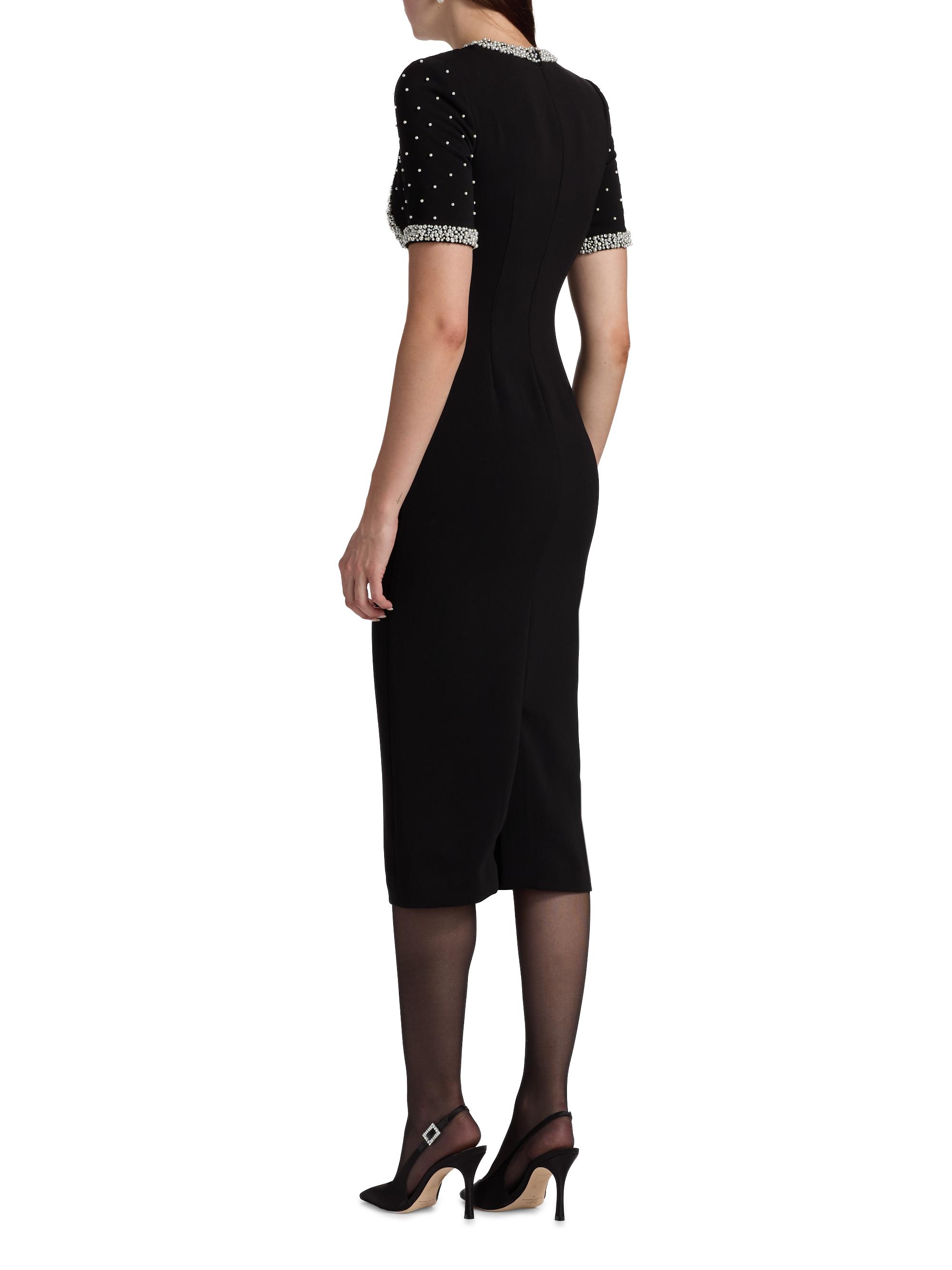 Badgley Mischka Square Neck Sheath Dress with Embellished Bolero, Size: 2 in Black