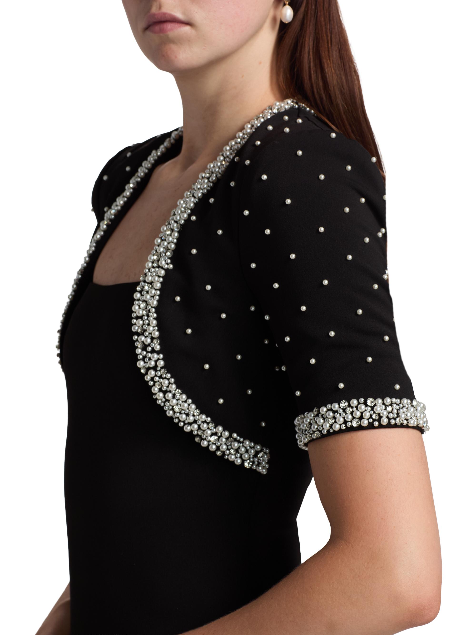 white christmas dresses Short V-Neck Sheath Dress With Bolero Jacket and Scallop Detail – S.L.  Fashions main image 1