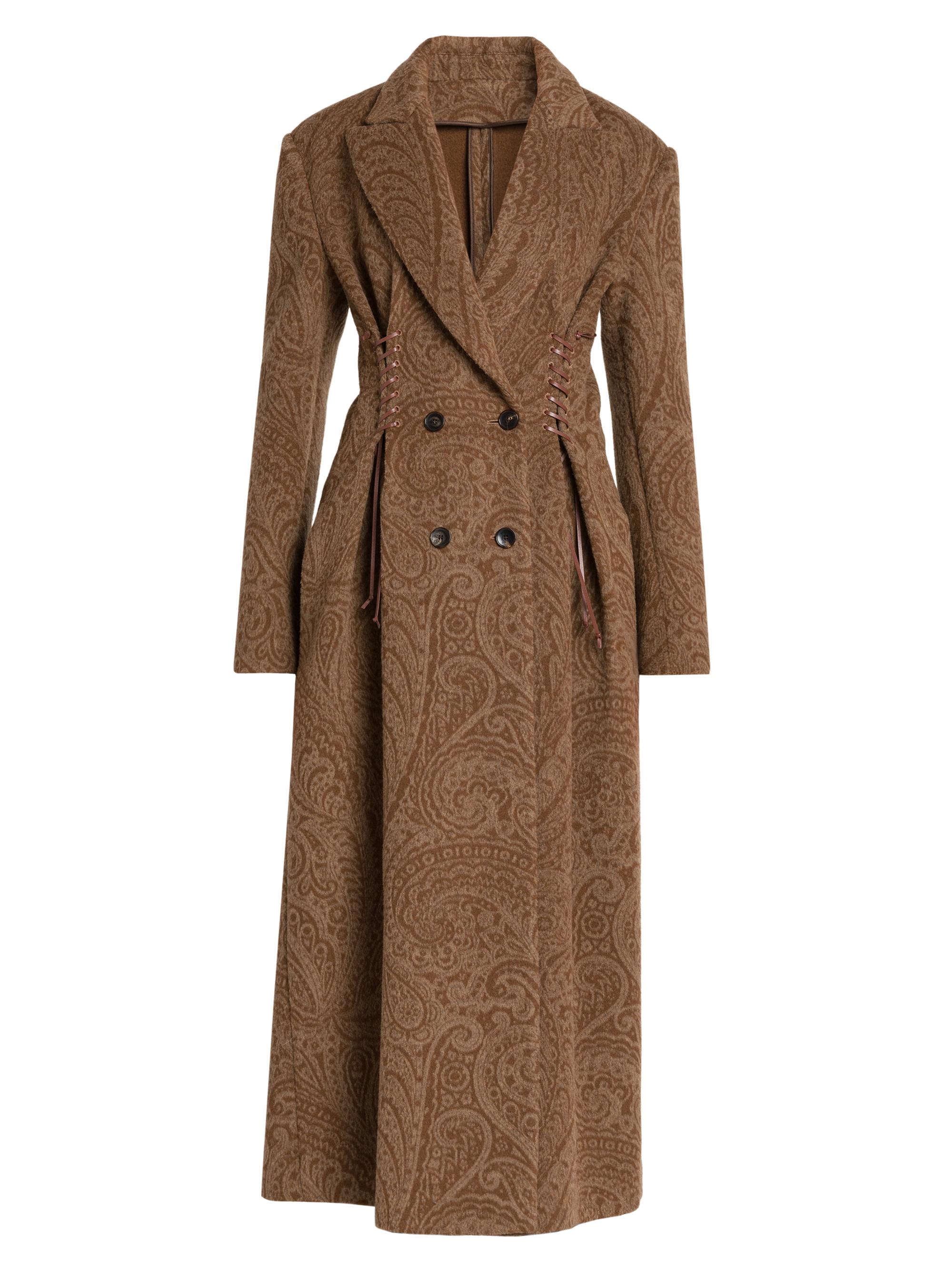 Etro Women's Lace Laced Double-Breasted Trench - Multicolor Brown Base