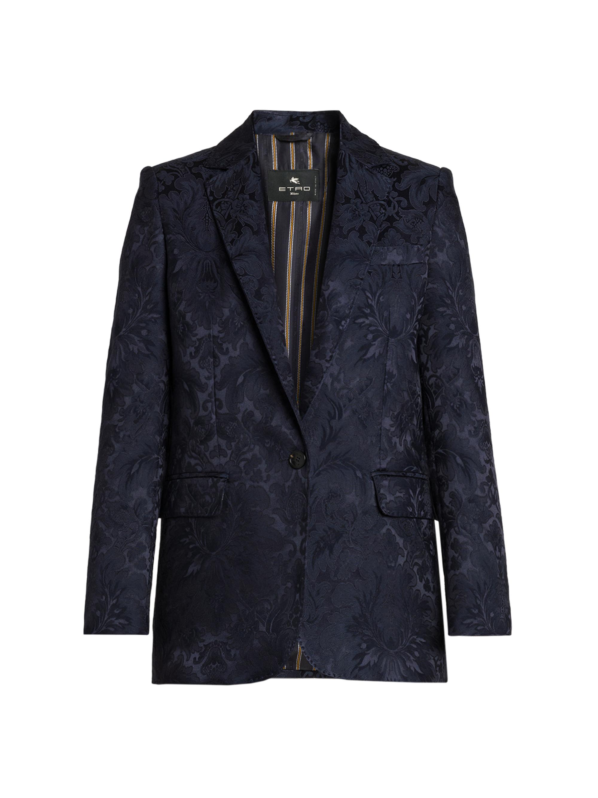 Etro Women's Jacquard Relaxed One-Button Blazer - Blu Scurissimo