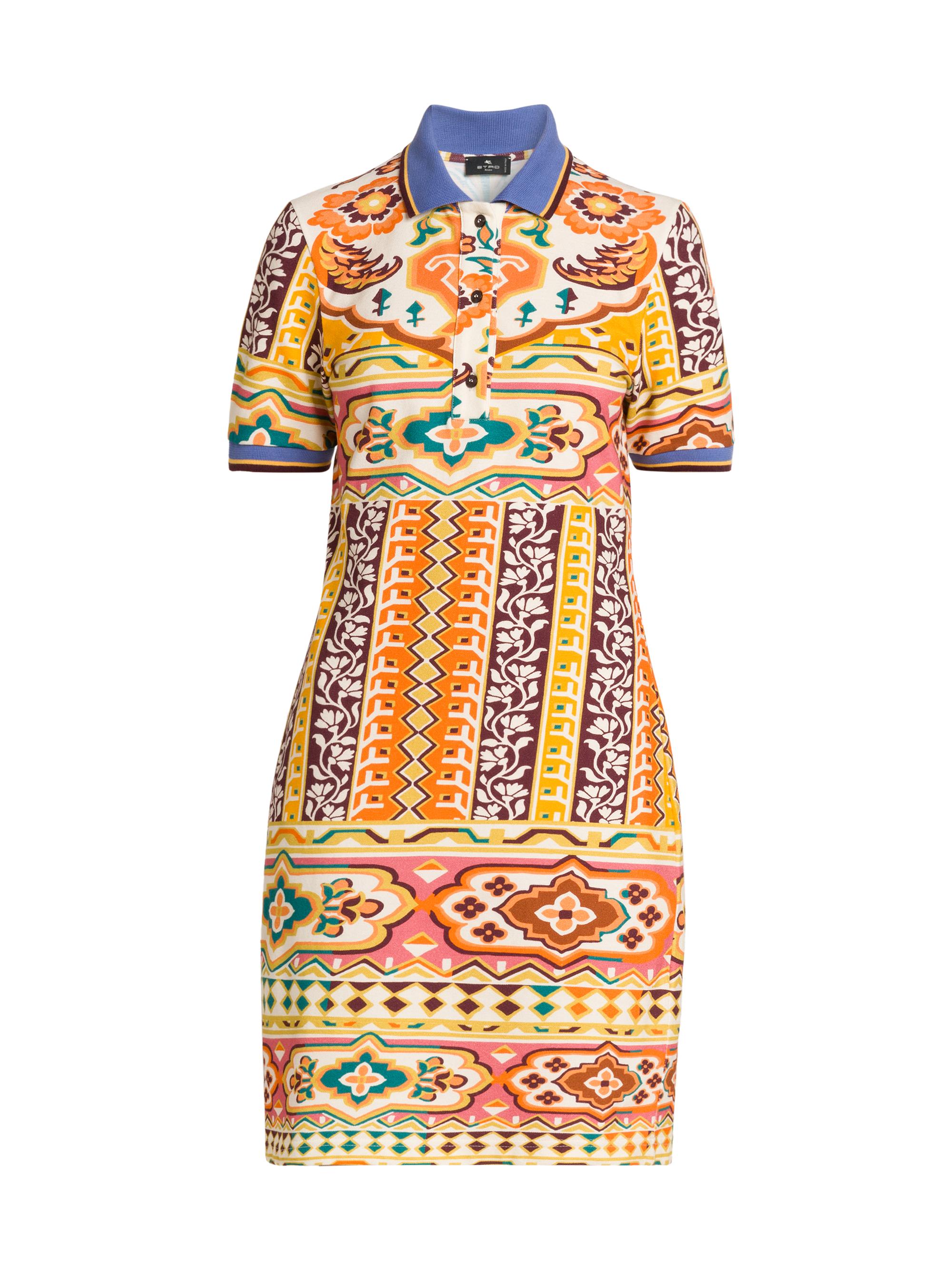 Etro Women's Tapestry Short-Sleeve Polo Dress - Printed Yellow Base