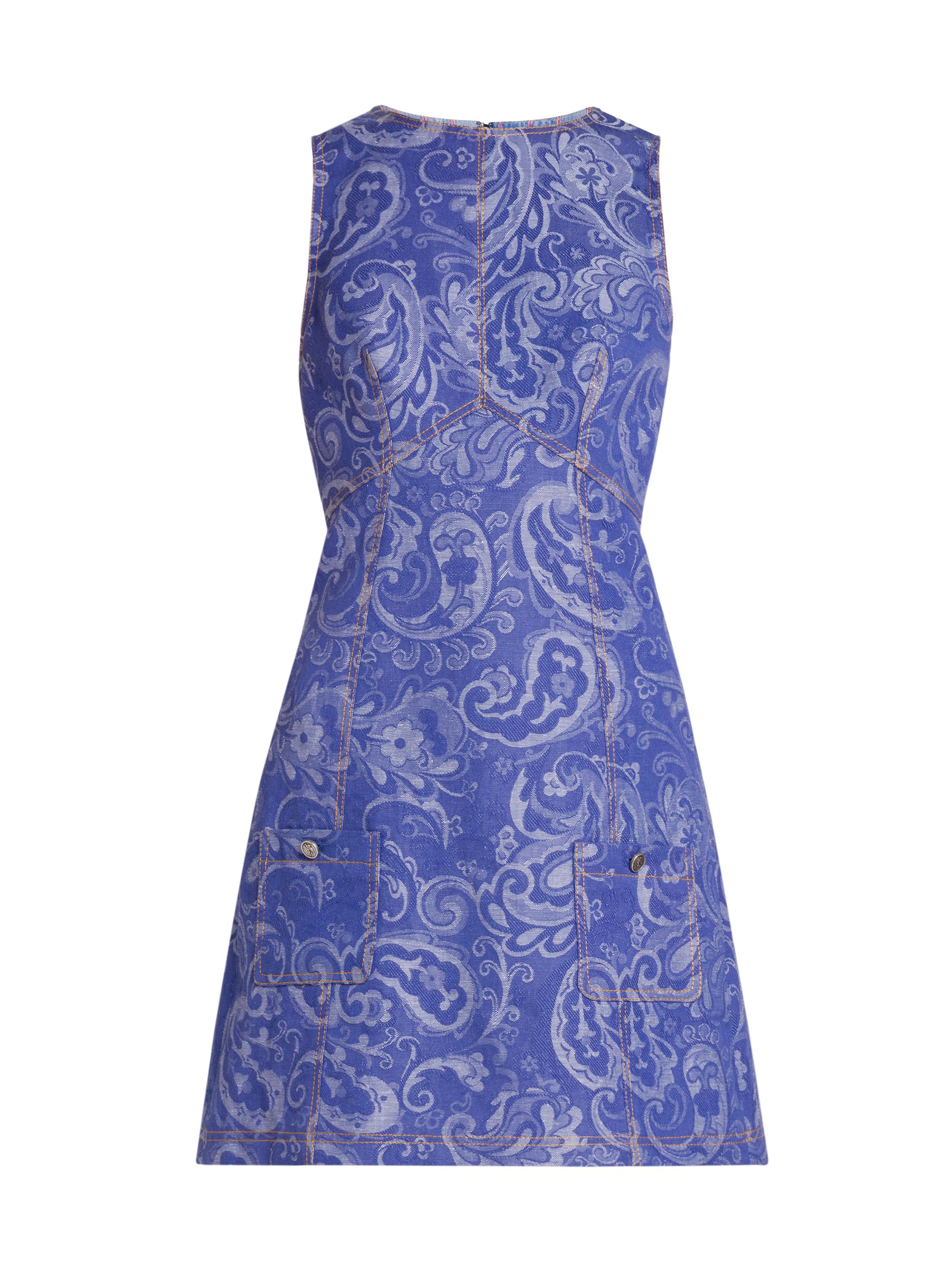 Etro Women's Paisley Sleeveless Denim Sheath Minidress - Multicolor Azure Base