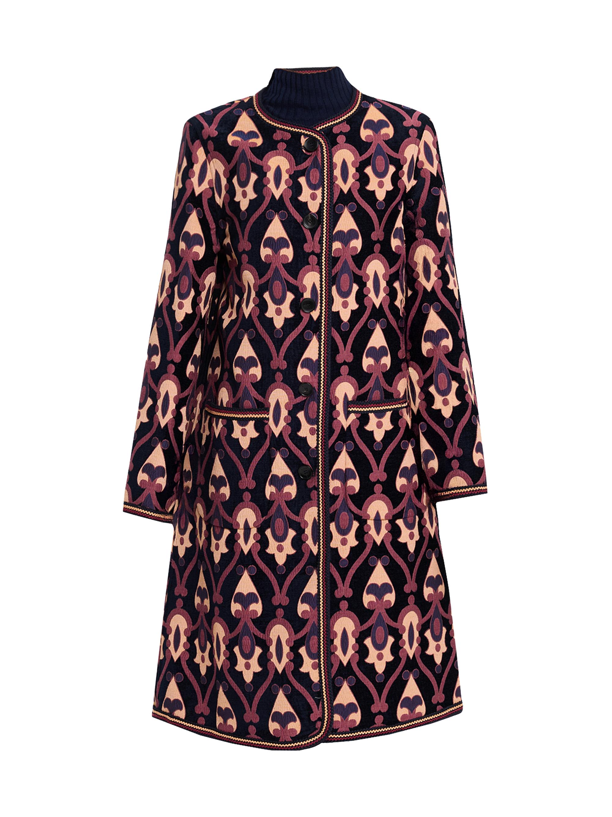 Etro Women's Purple Harmony Geometric Single-Breasted Coat - Multi Blue