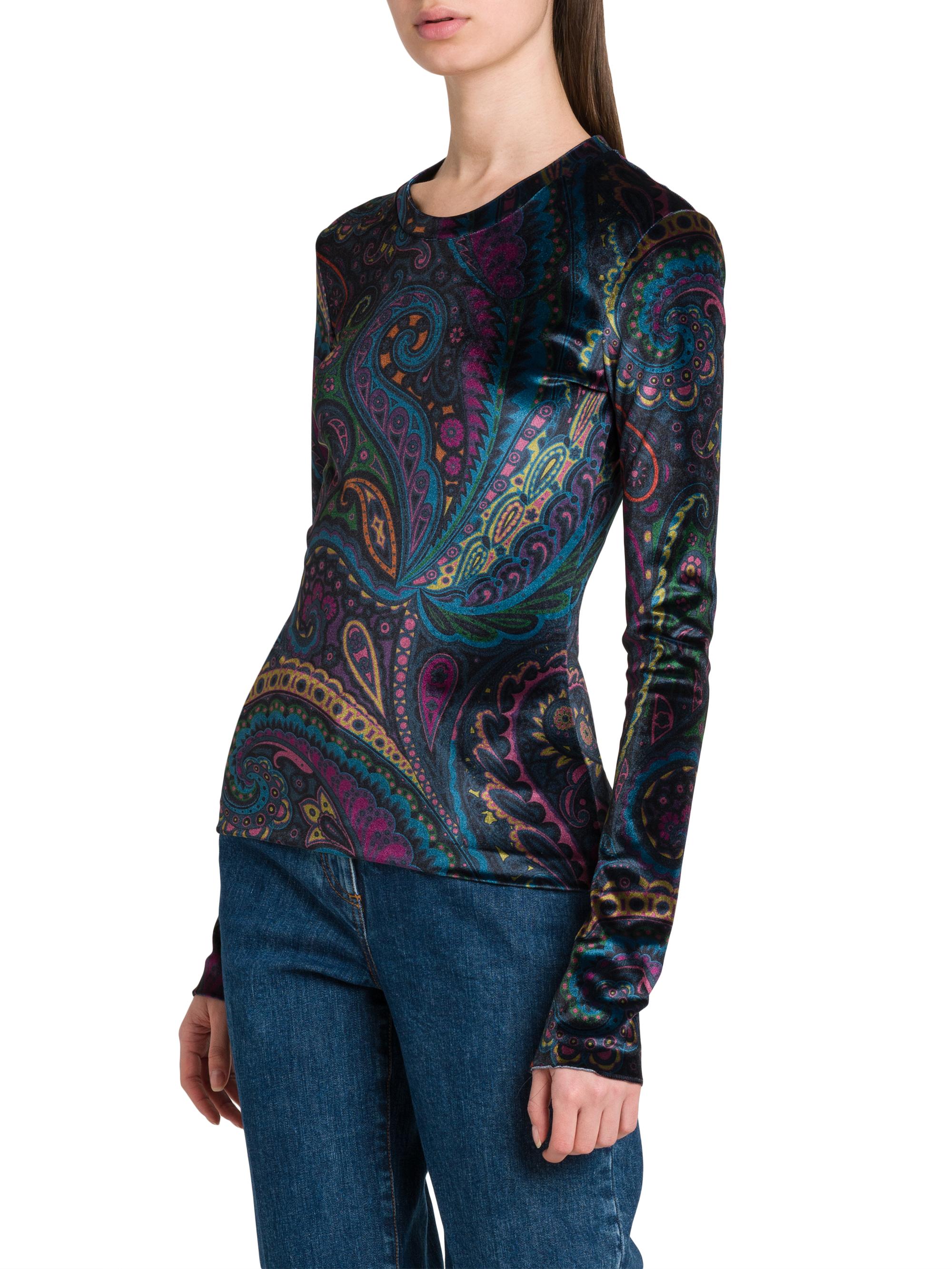 90s ETRO Velvet Blouse エトロ　ベルベット　ヴィンテージ Voyage Dévoré Velvet Blouse, 1990s - Exquisite Vintage | ReSee
