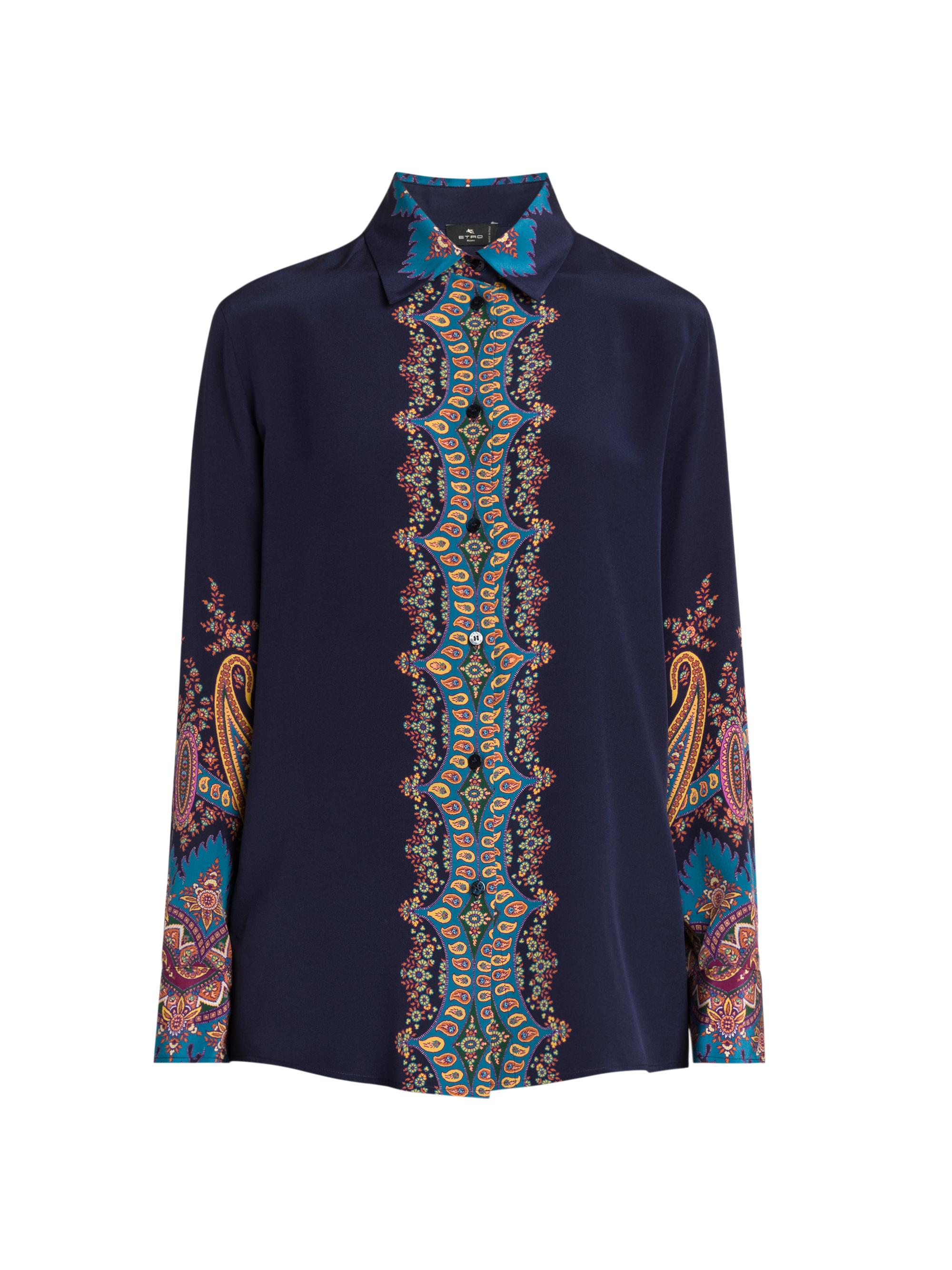 Etro Women's Midnight Dream Paisley Silk Shirt - Stampa Blu