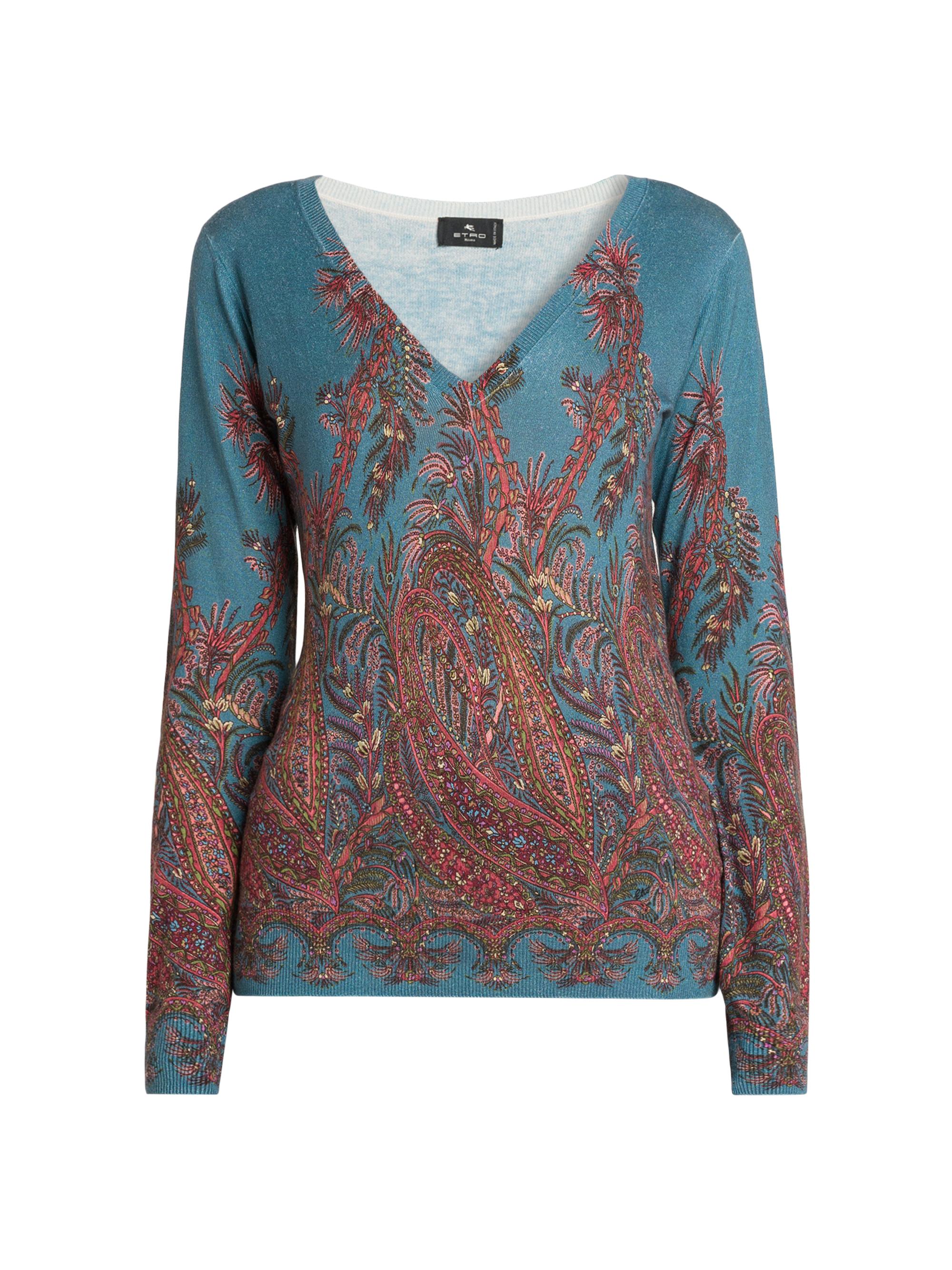 Etro Women's Paisley Cashmere-Silk Sweater - Printed Blue Base