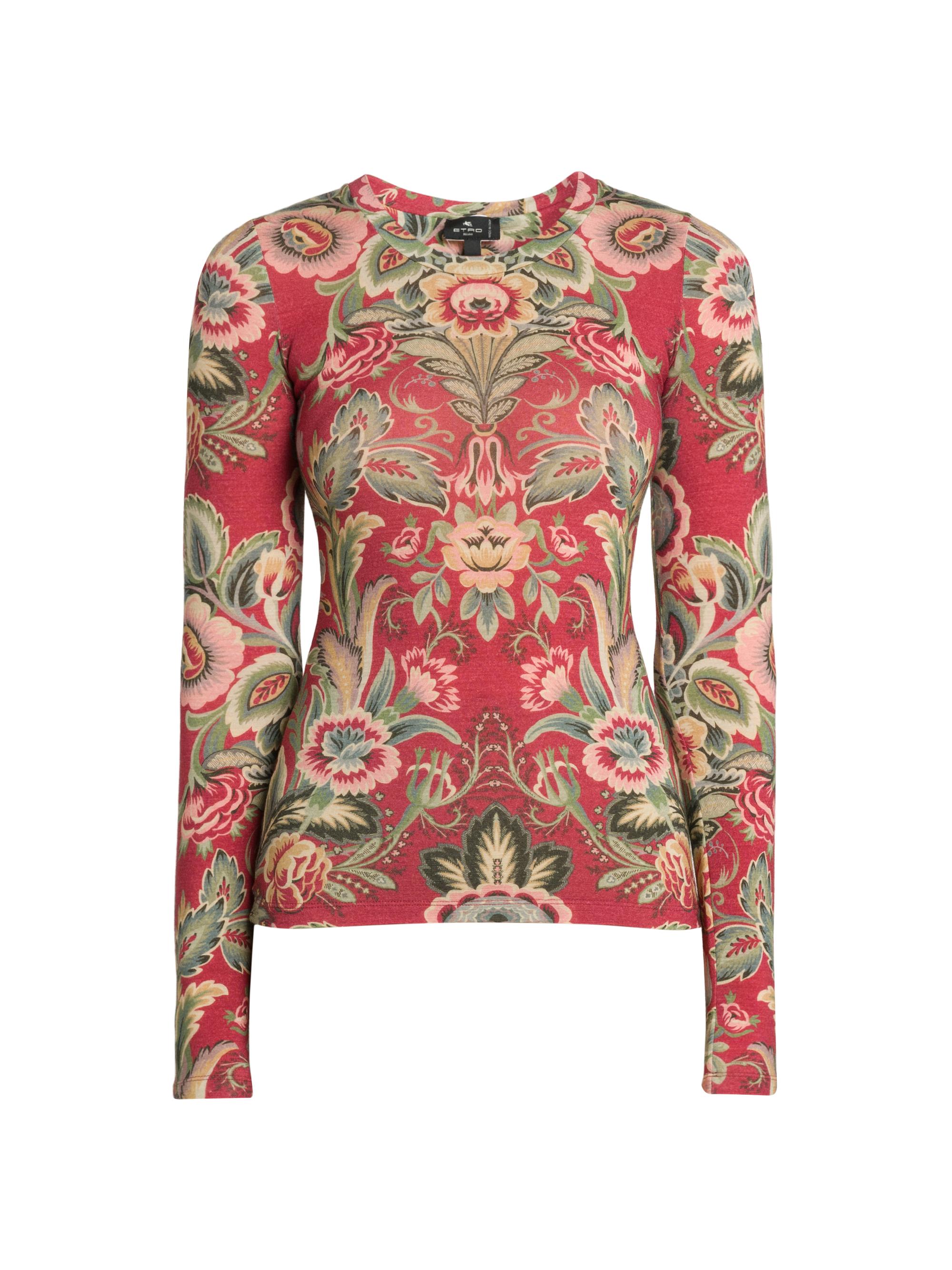 Etro Women's Floral Paisley Wool-Blend Top - Printed Bordeaux Base