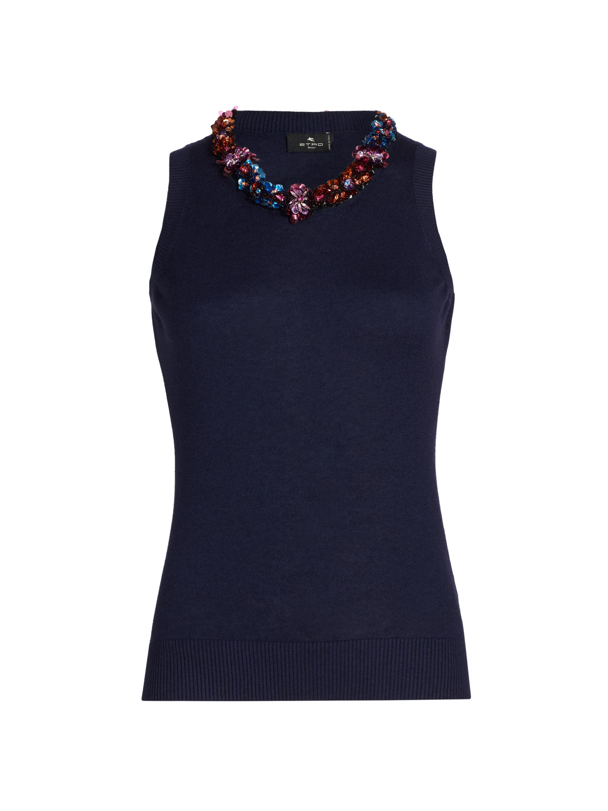 Jeweled Neckline Knit Top