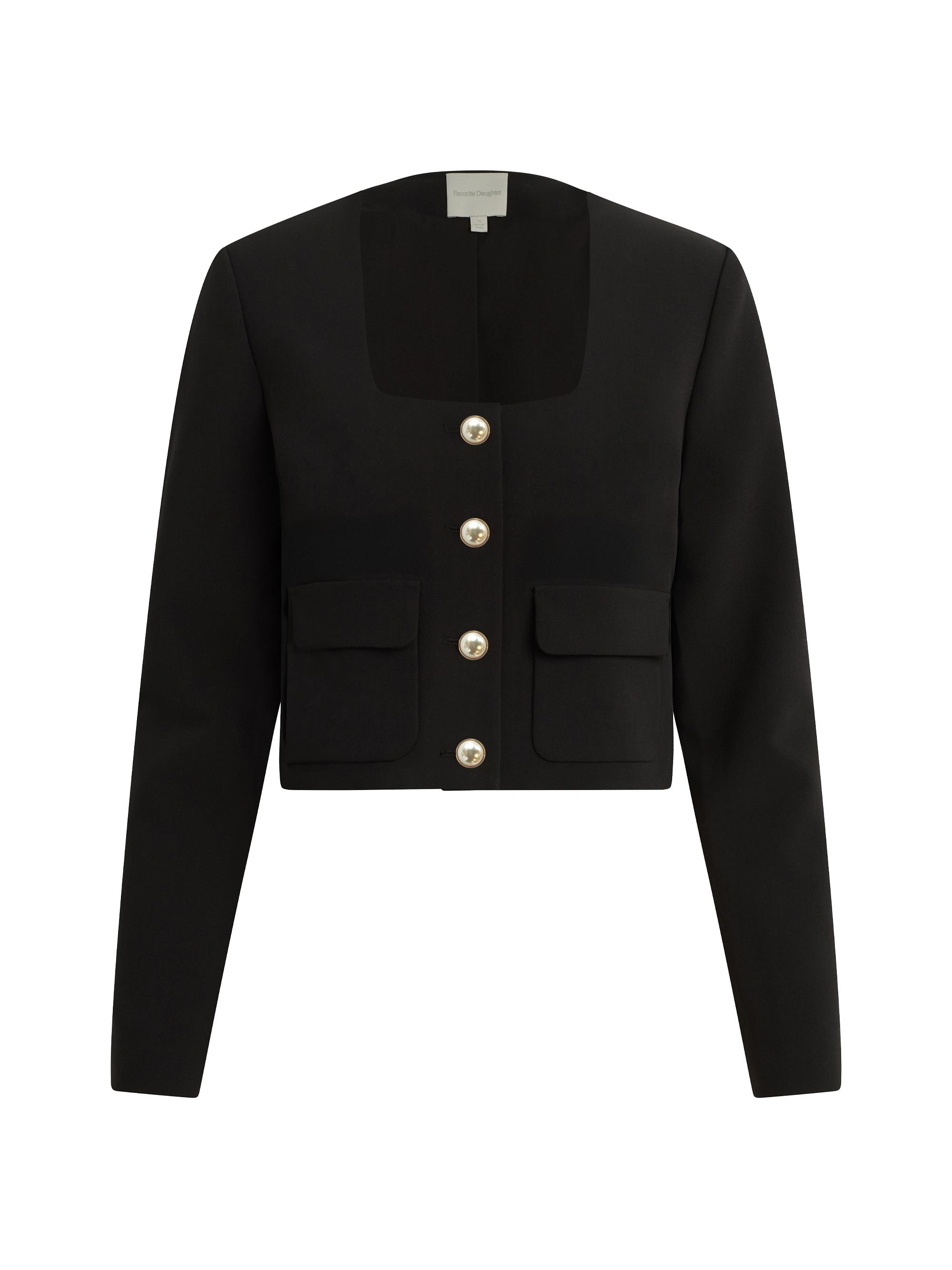 Favorite Daughter Women's The Laura Square-Neck Crop Jacket - Black
