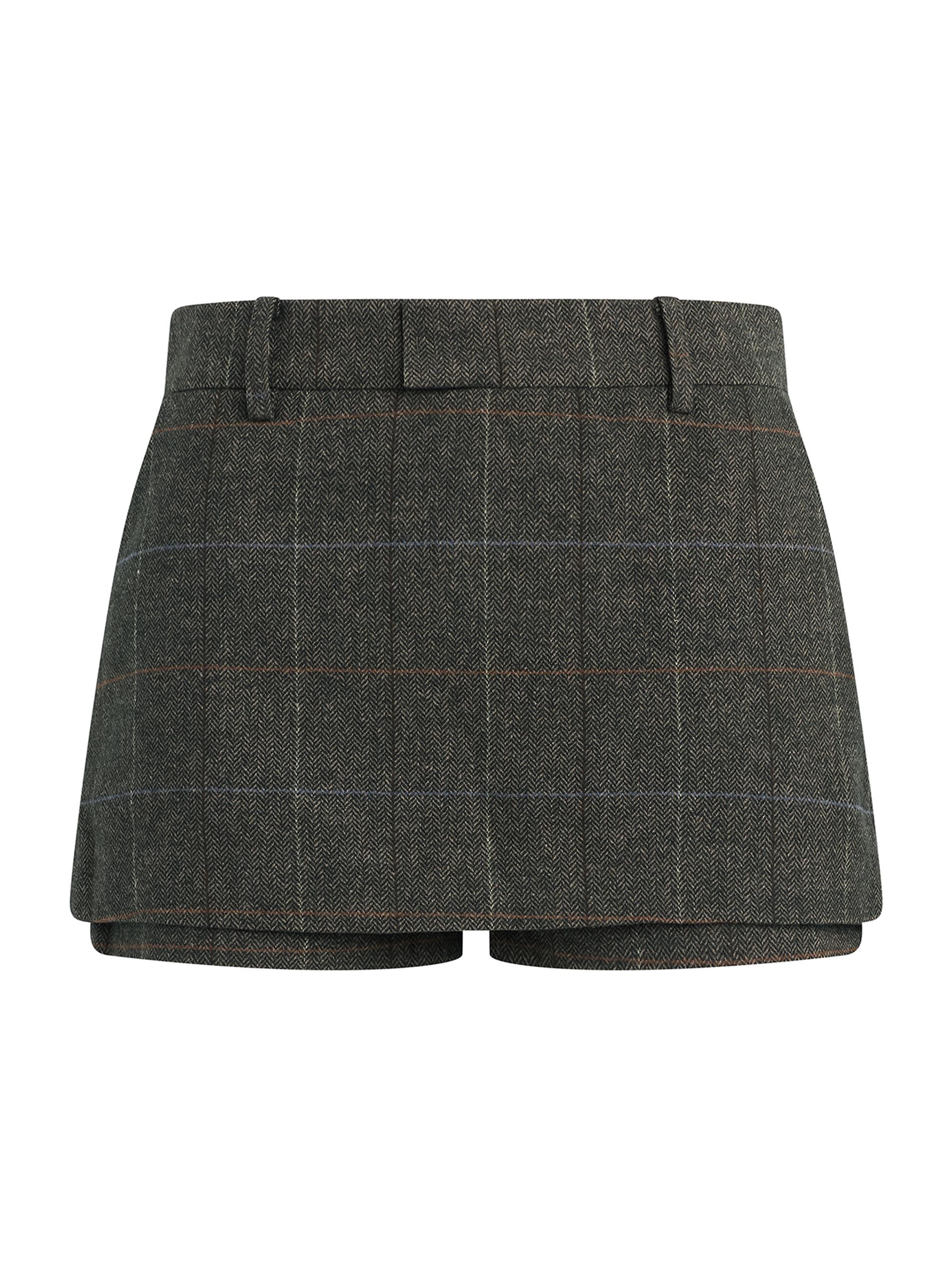 Favorite Daughter Women's Spencer Plaid High-Rise Skort - Mocha Plaid