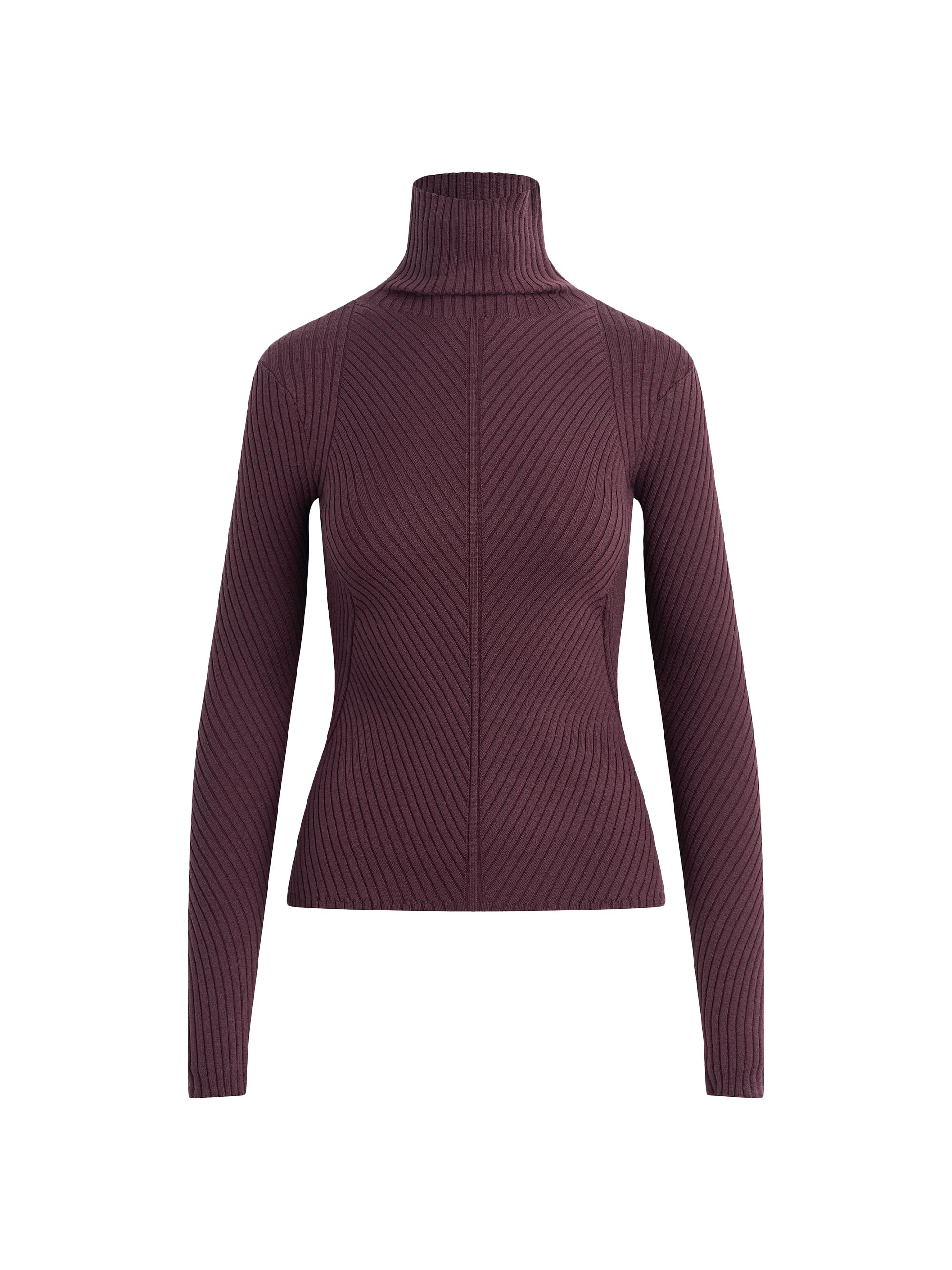 Favorite Daughter Women's The Be Your Girl Merino Wool-Blend Turtleneck Top - Burgundy Dahlia