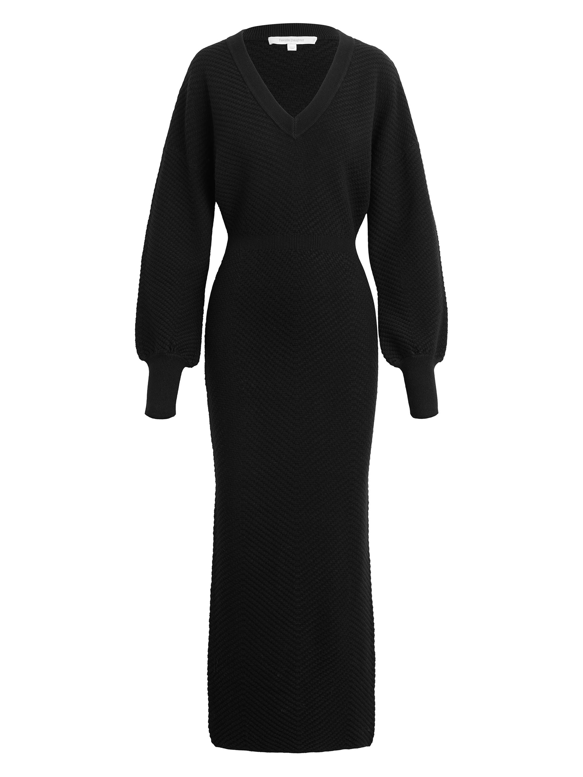 Favorite Daughter Women's Ava Long-Sleeve Maxi Sweaterdress - Black
