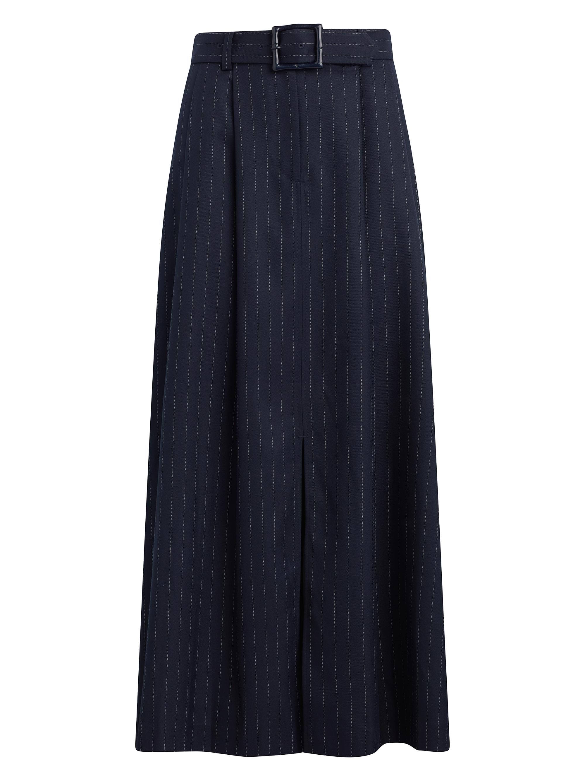 Favorite Daughter Women's The Gabby Pinstriped Belted Maxi Skirt - Navy Pinstripe