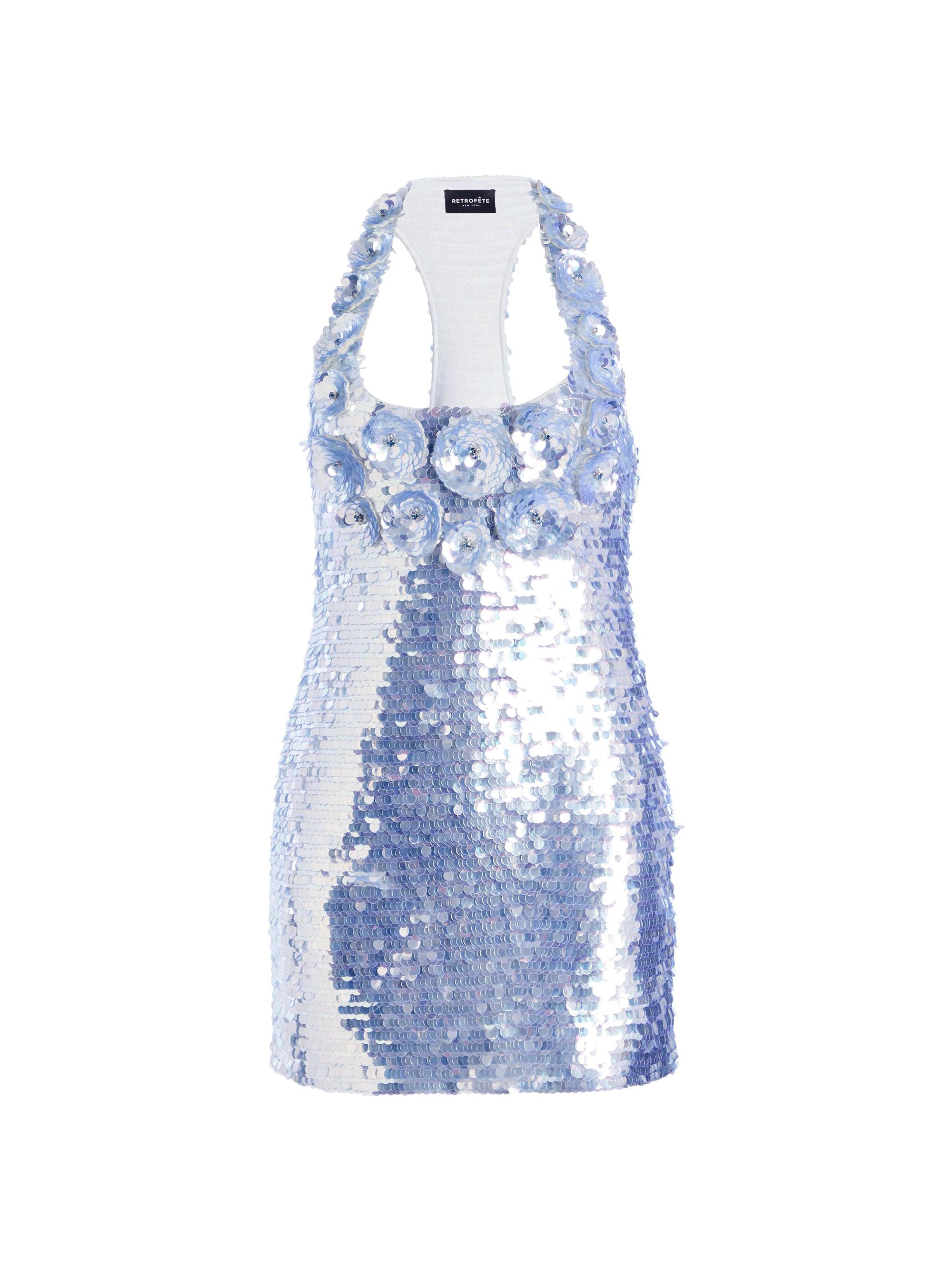 Retrofête Women's Joanne Embroidered Dress - Ice Blue