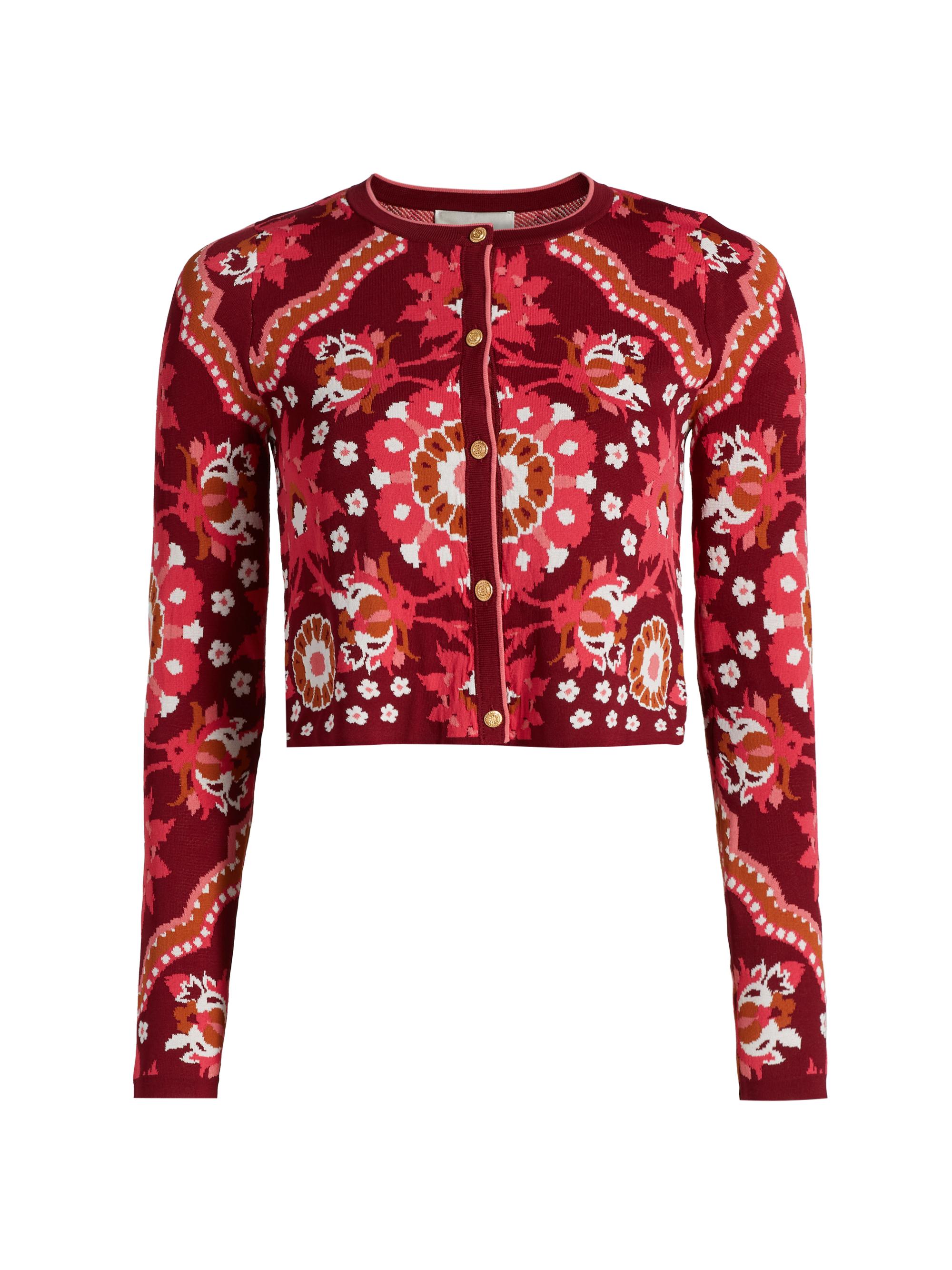 Cara Cara Women's Ila Patterned Knit Crop Cardigan - Mystic Rasberry