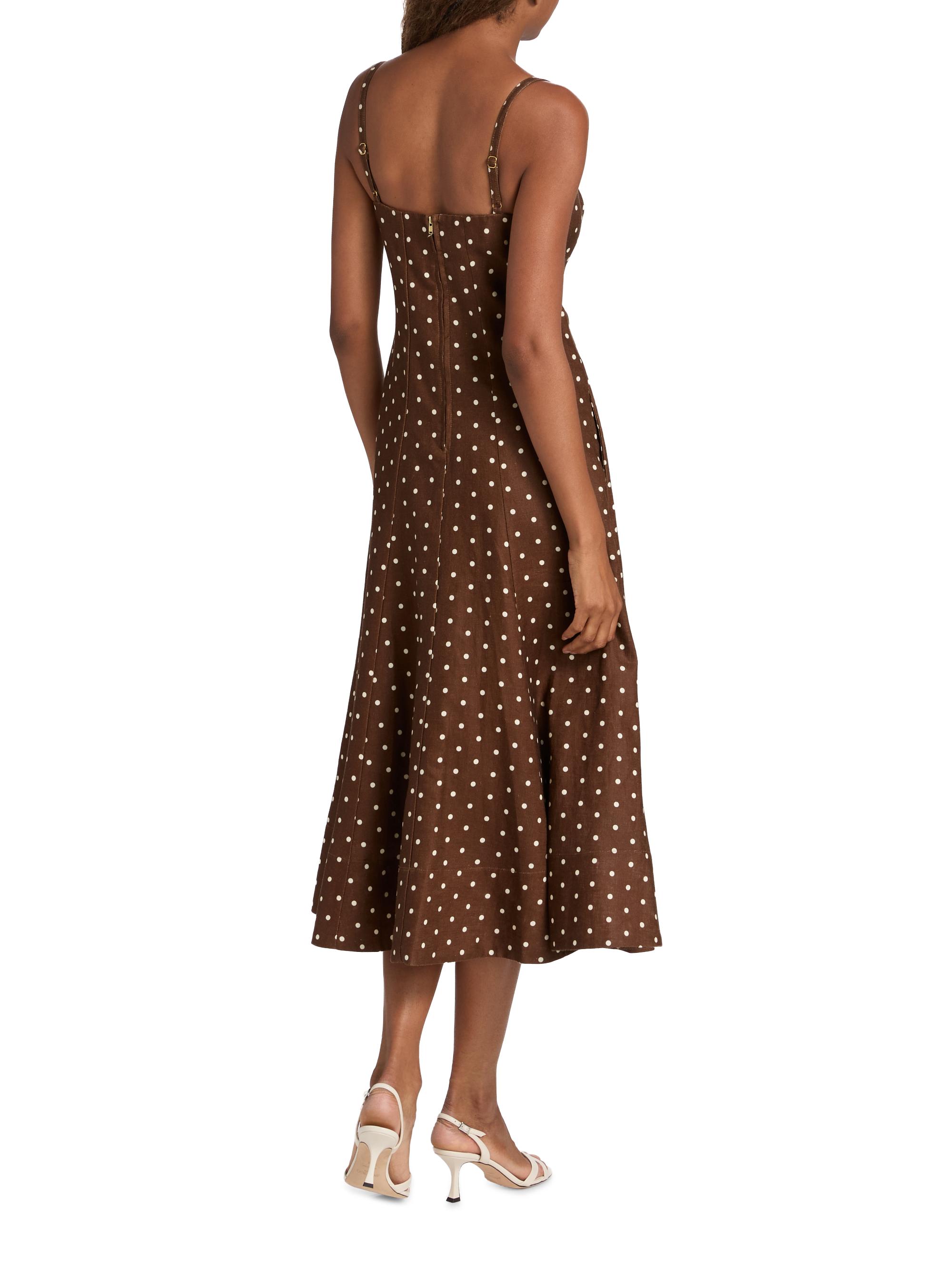 Cara Cara Gimlet Polka Dot Linen Midi-Dress | Saks Fifth Avenue