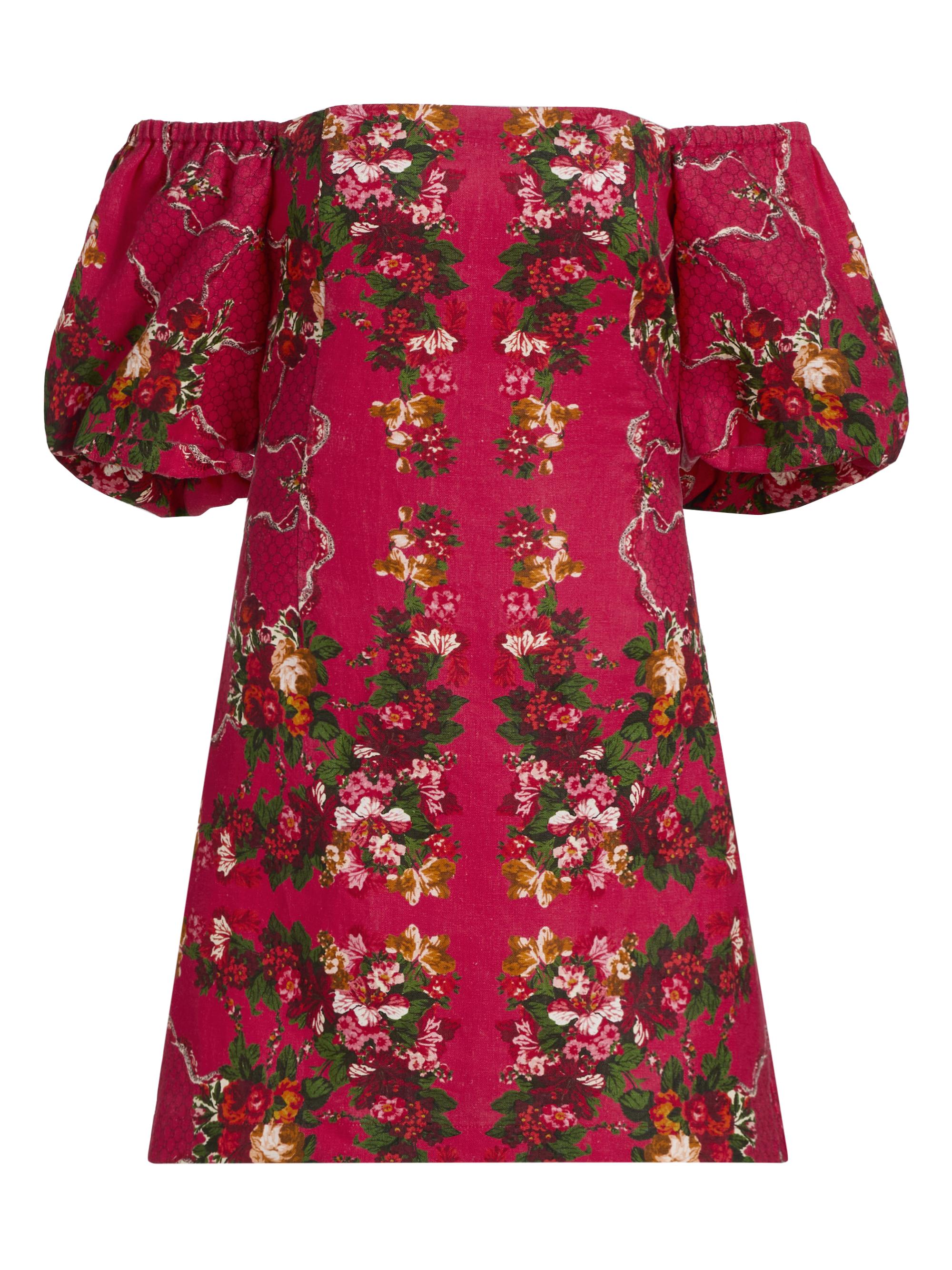 Cara Cara Women's Tully Floral Linen Off-the-Shoulder Minidress - Gemma Scarf Pink