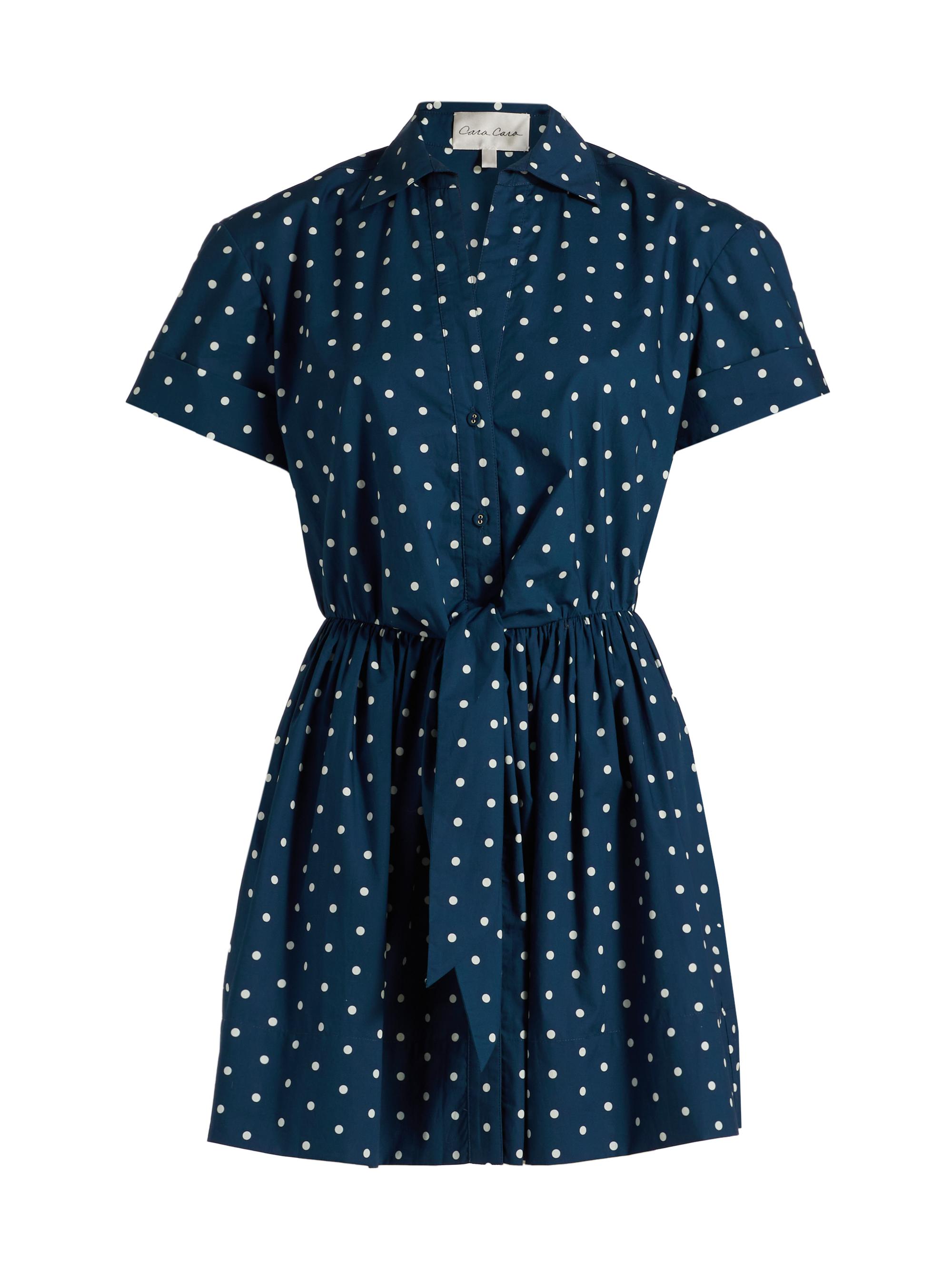 Cara Cara Women's Asbury Polka Dot Cotton Poplin Mini Shirtdress - Dots Navy