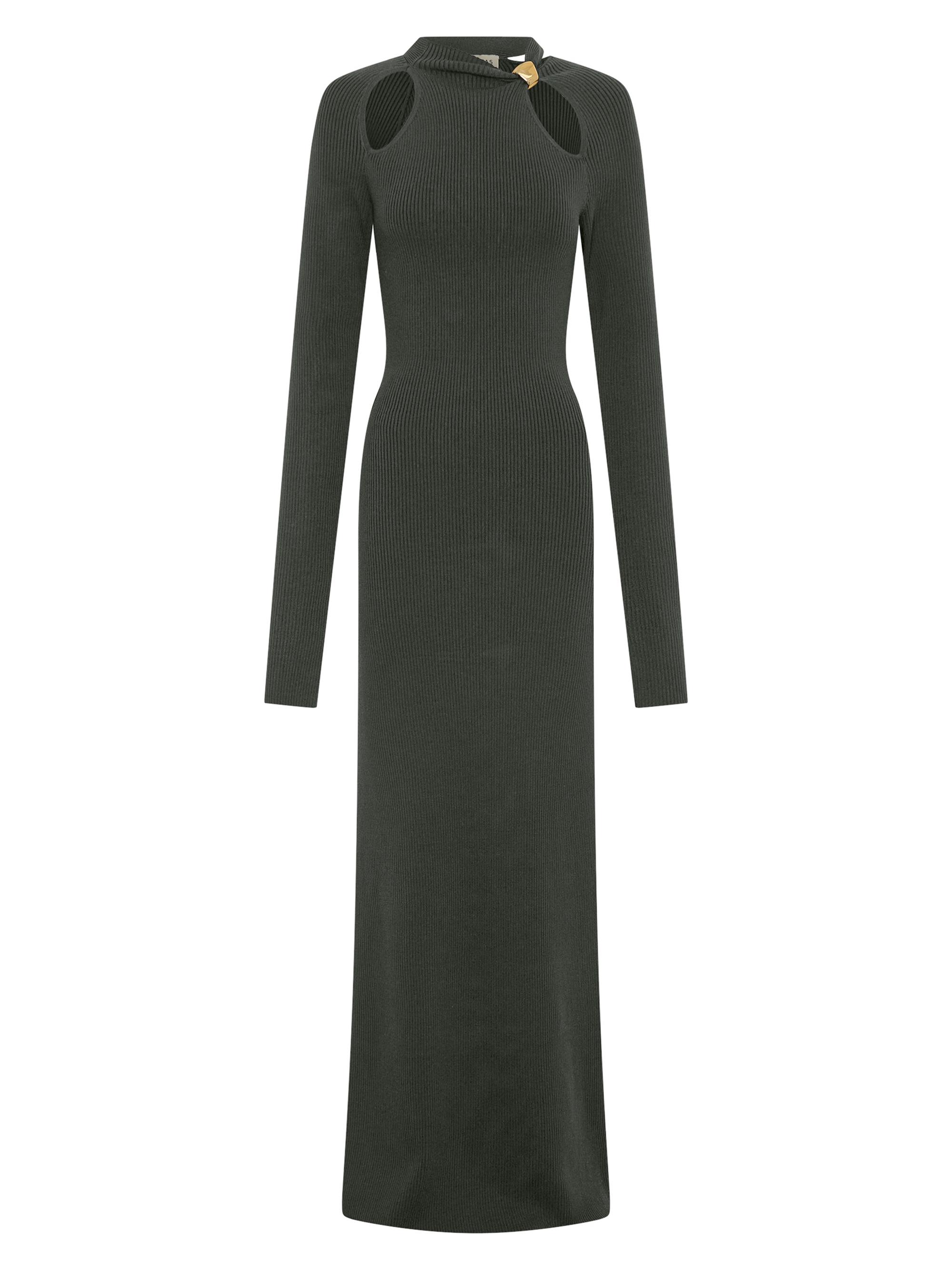 Nicholas the Label Women's Ellie Cut-Out Ribbed Maxi Dress - Olive