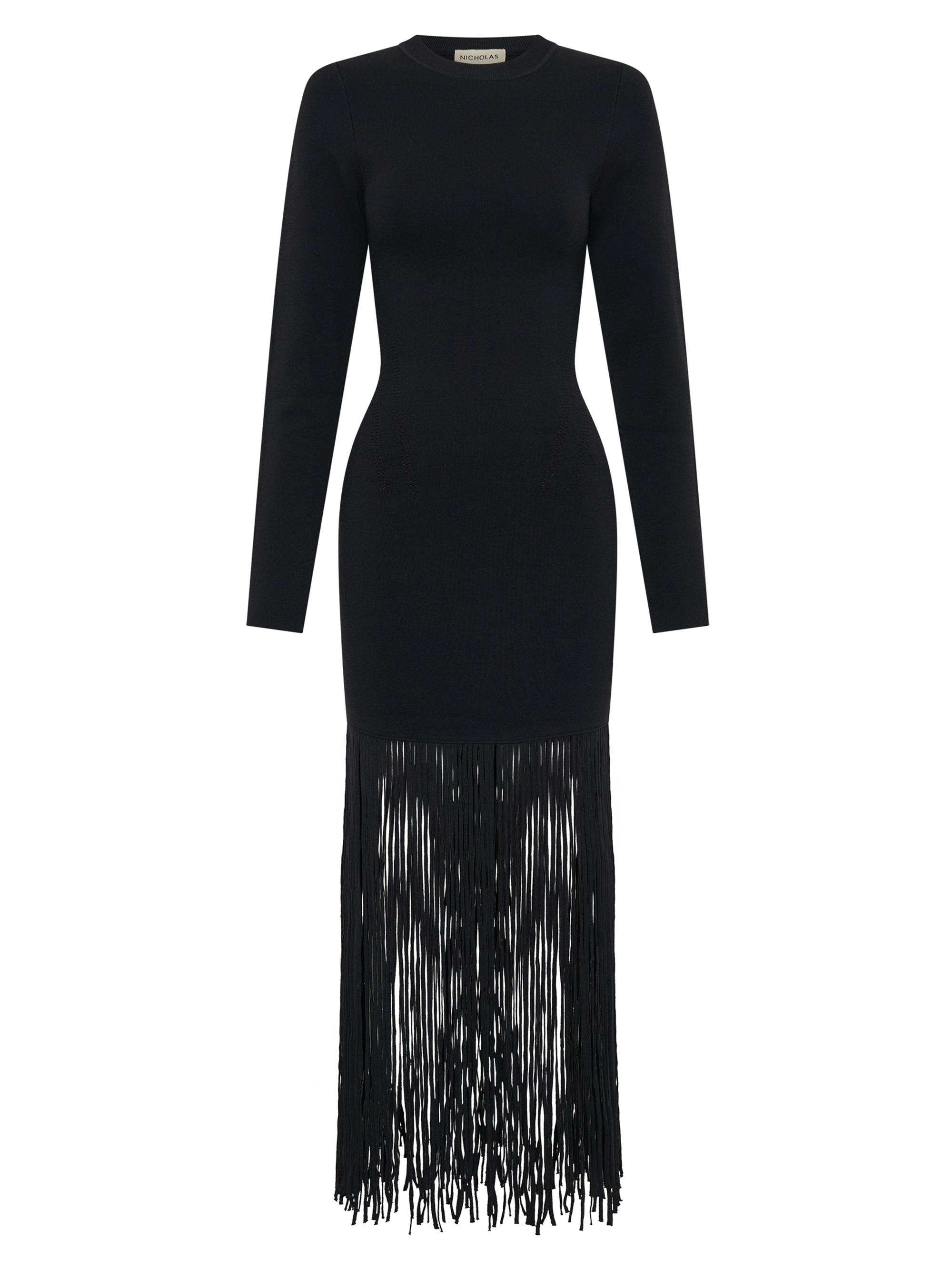 Nicholas the Label Women's Fiorella Fringe-Trimmed Bodycon Dress - Black
