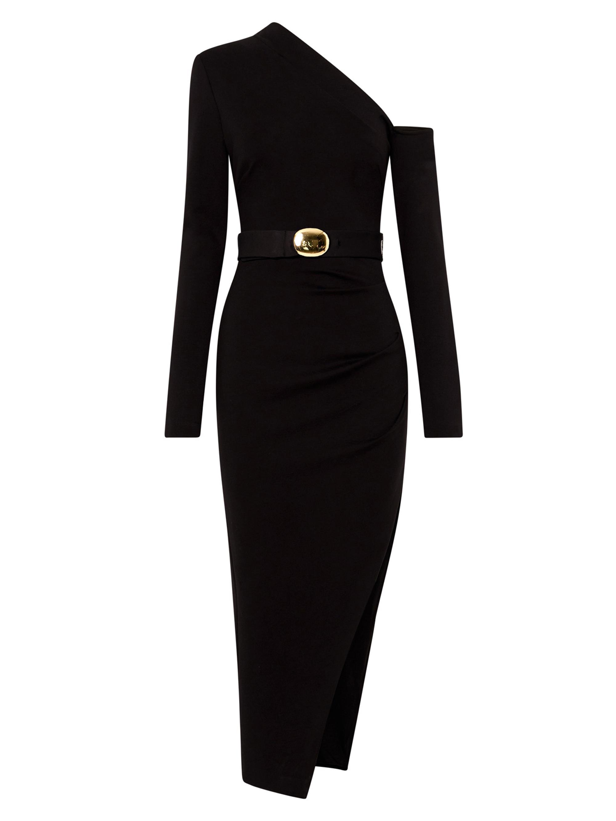 Nicholas the Label Women's Shiloh Asymmetric Cold-Shoulder Midi-Dress - Black