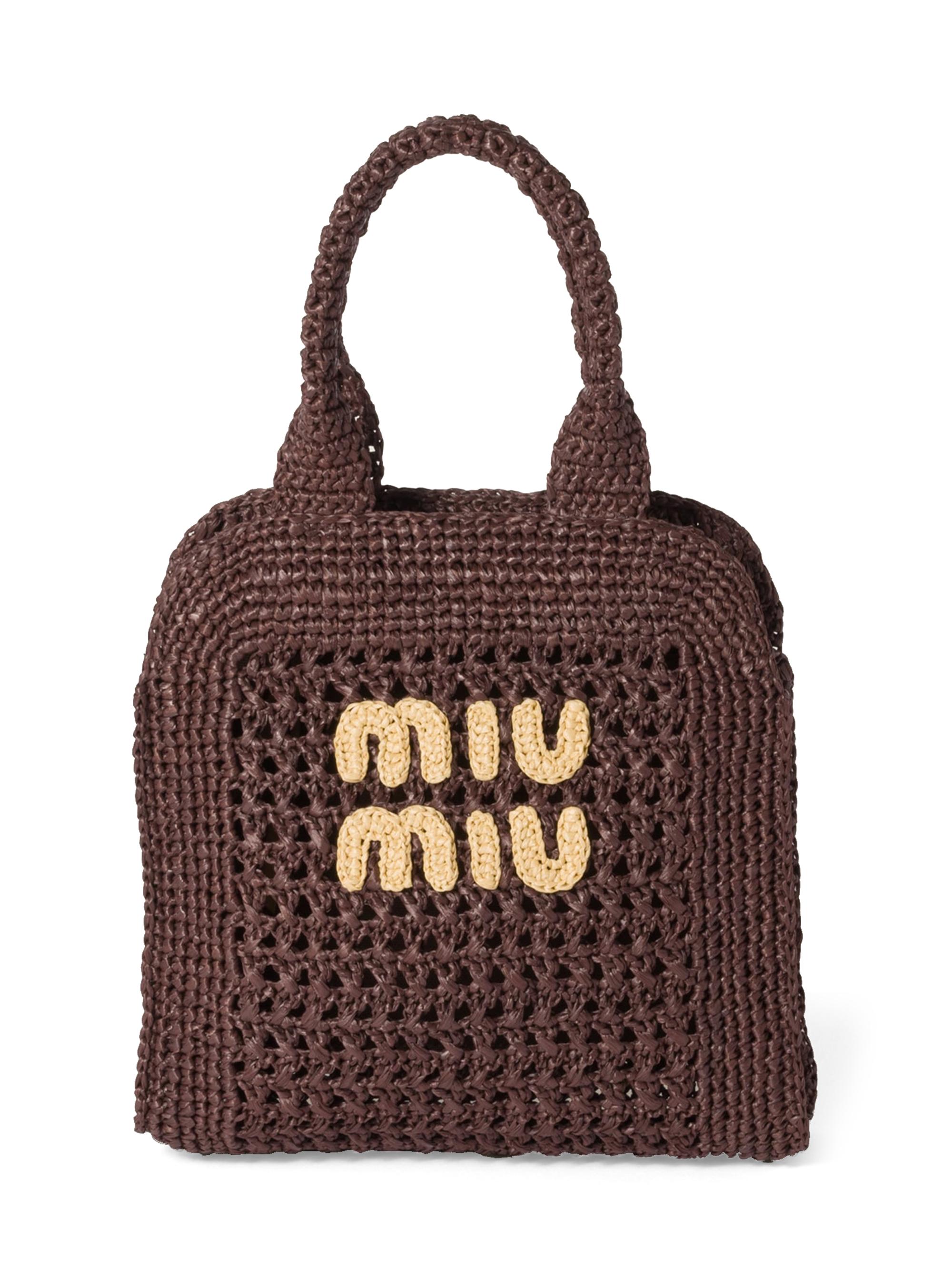 Miu Miu Women's Raffia-Effect Woven Tote Bag - Dark Brown - Women's Bags