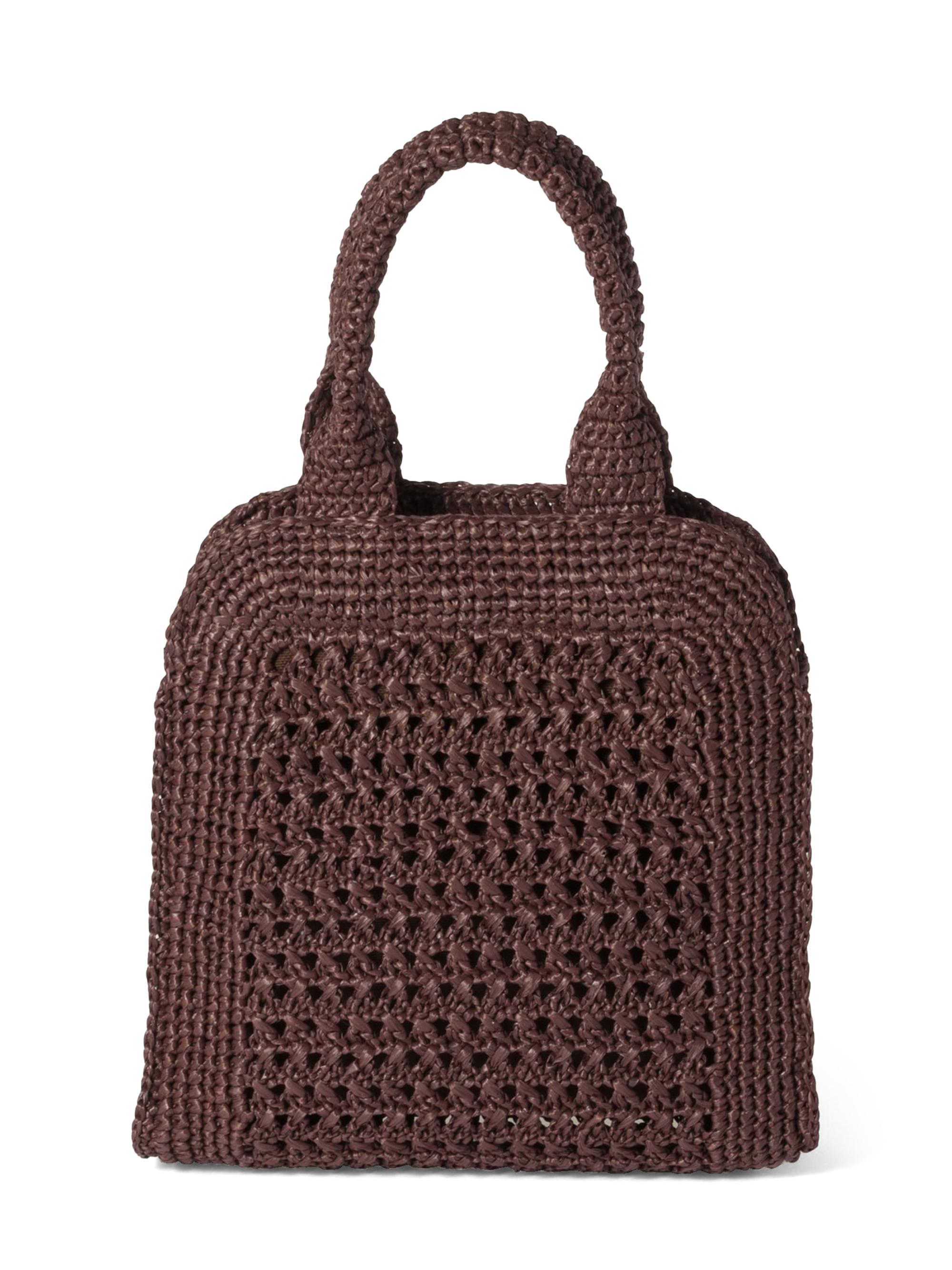 Miu Miu Women's Raffia-Effect Woven Tote Bag - Dark Brown - side view in Dark brown