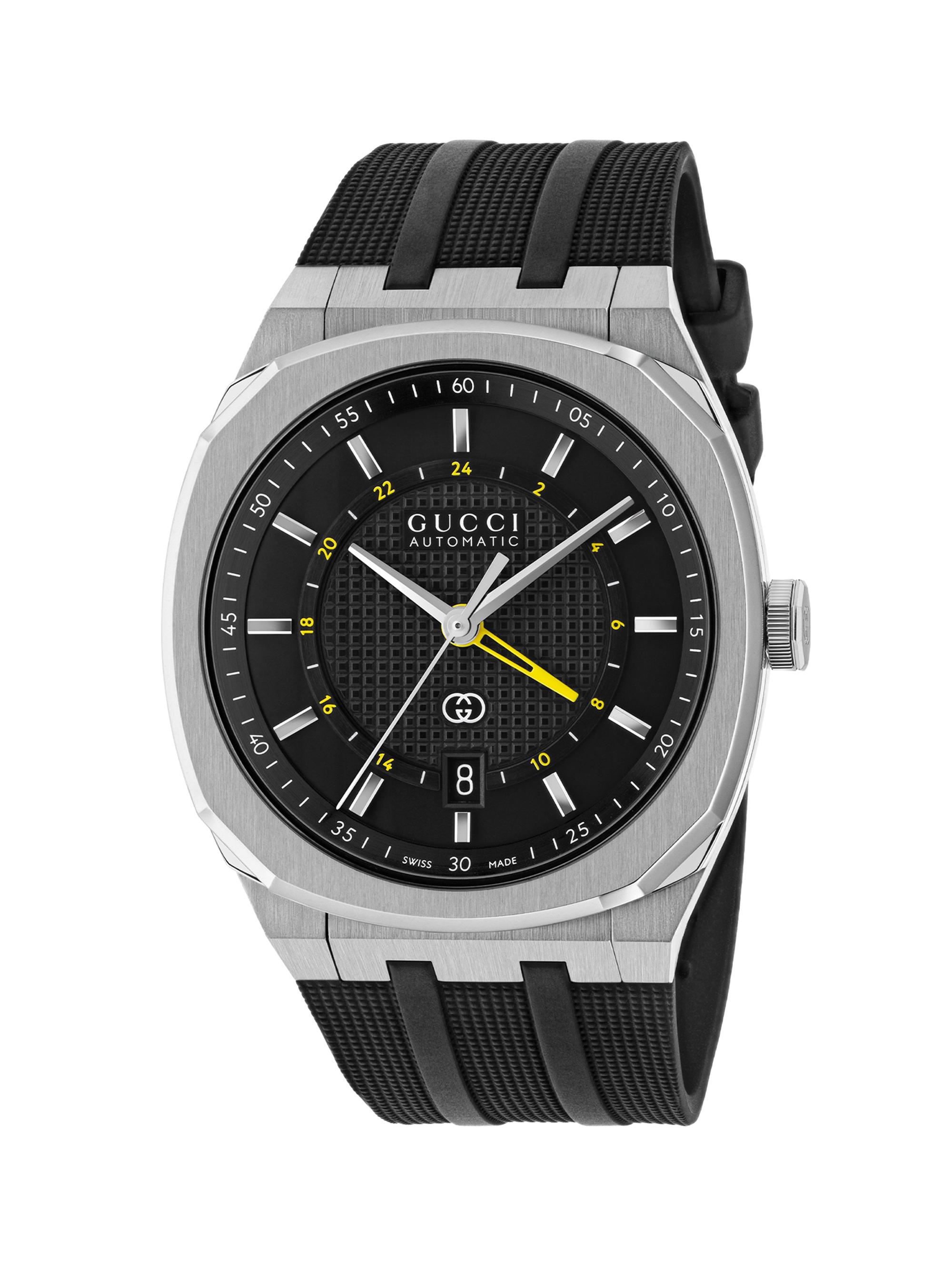 Gucci Men's  25H Stainless Steel-Rubber Watch - Black
