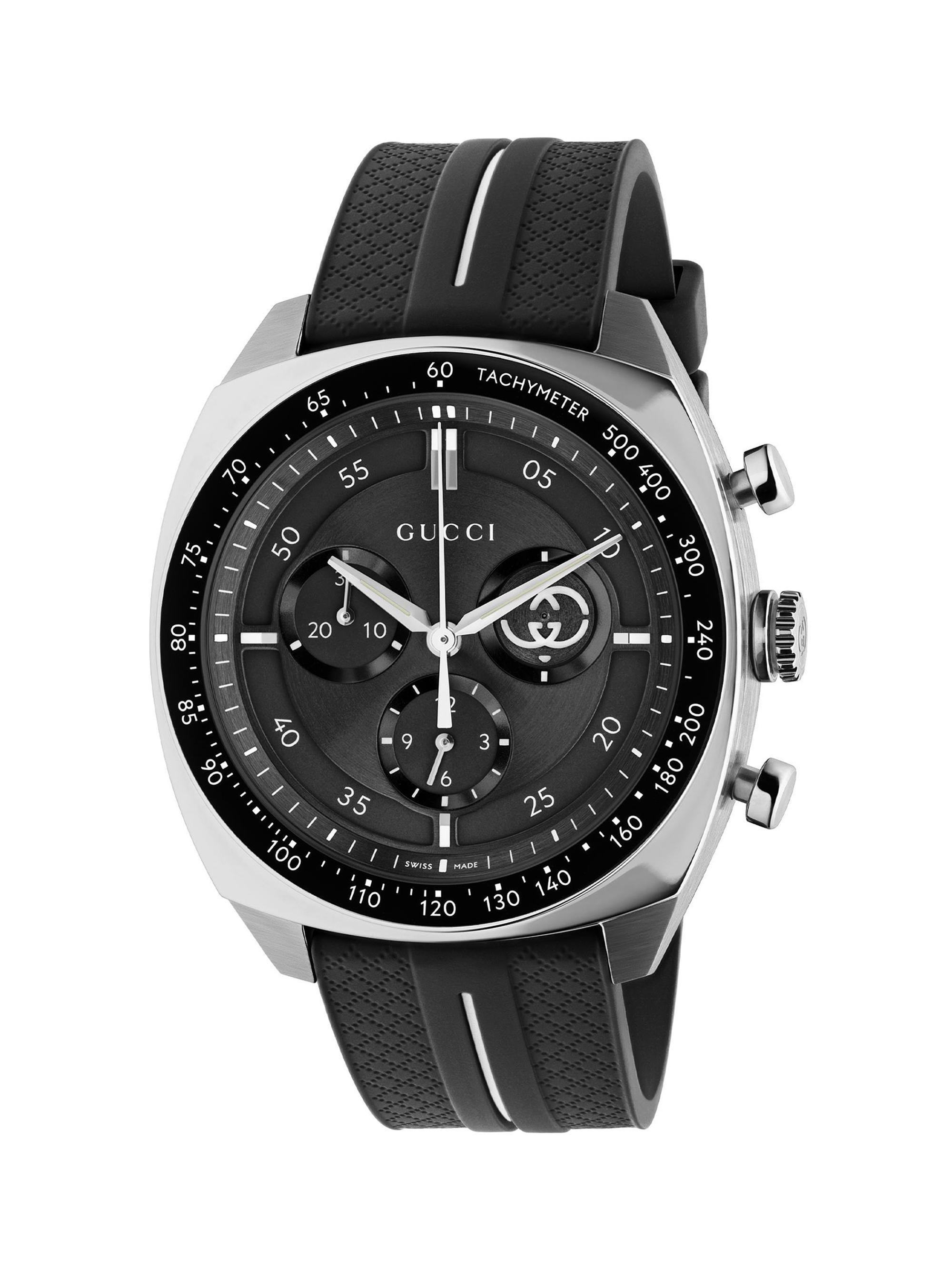 Gucci Men's  Interlocking Stainless Steel & Rubber Chronograph Watch/41MM - Black