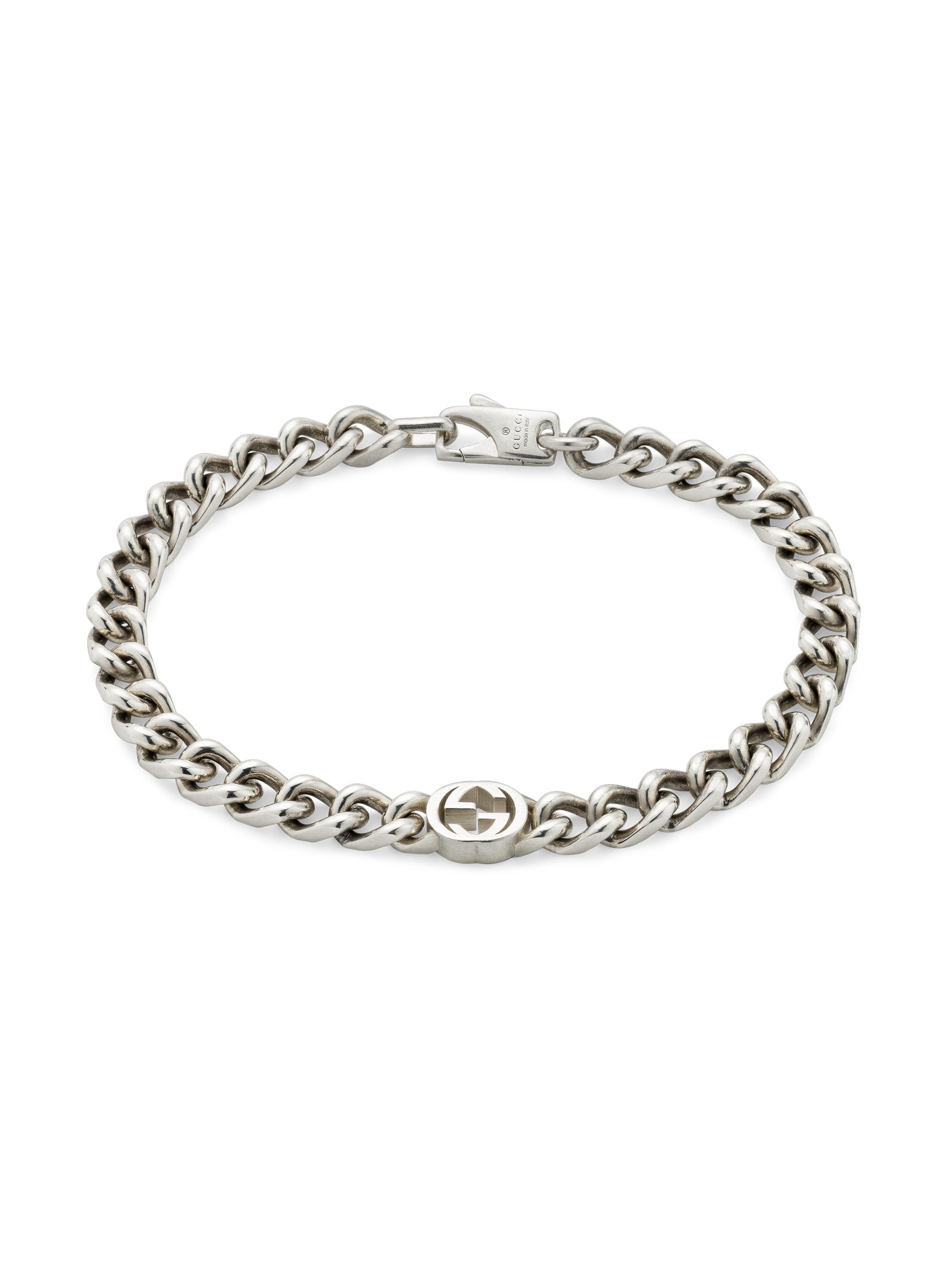 Gucci Men's Interlocking G Sterling Silver Bracelet - Silver