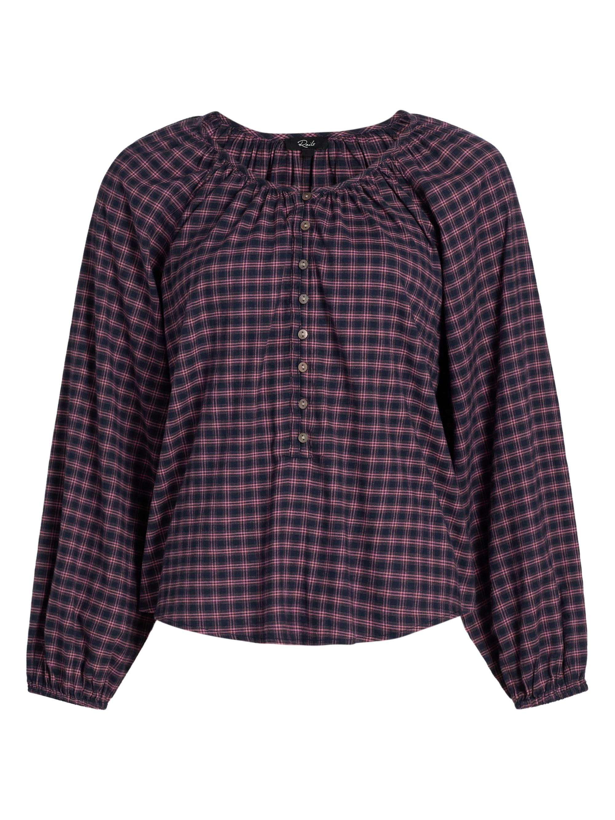 Rails Women's Indi Plaid Cotton-Blend Top - Rose Check