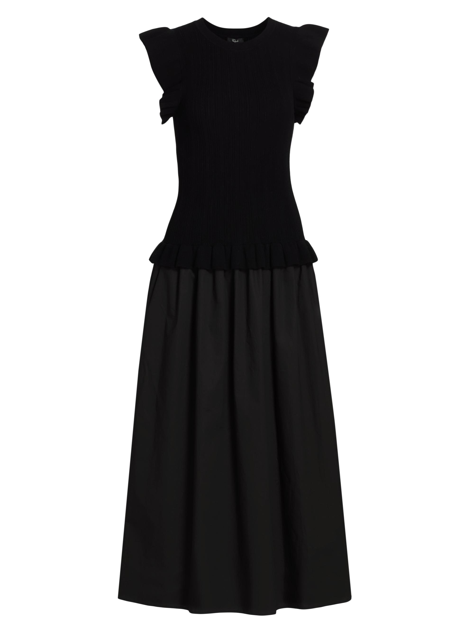 Rails Women's Deirdre Ruffled Mixed-Media Midi-Dress - Black