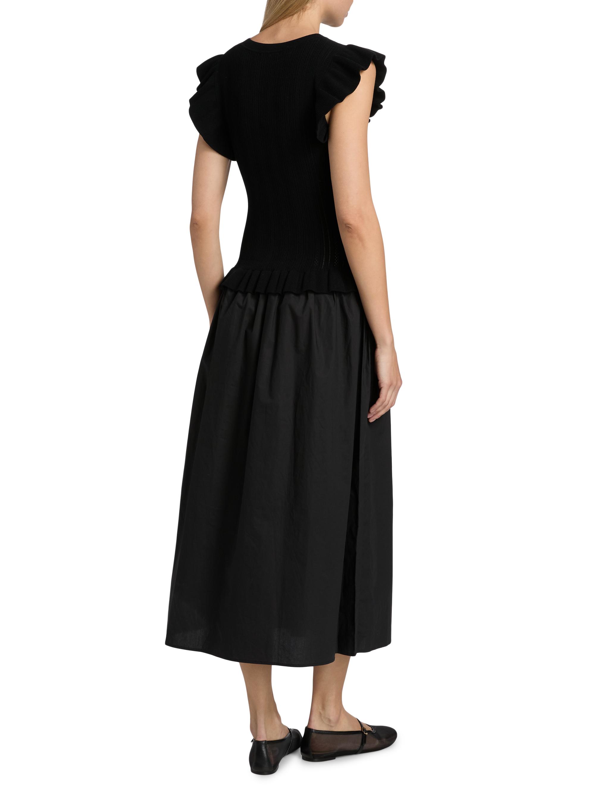Rails Deirdre Ruffled Mixed-Media Midi-Dress | Saks Fifth Avenue