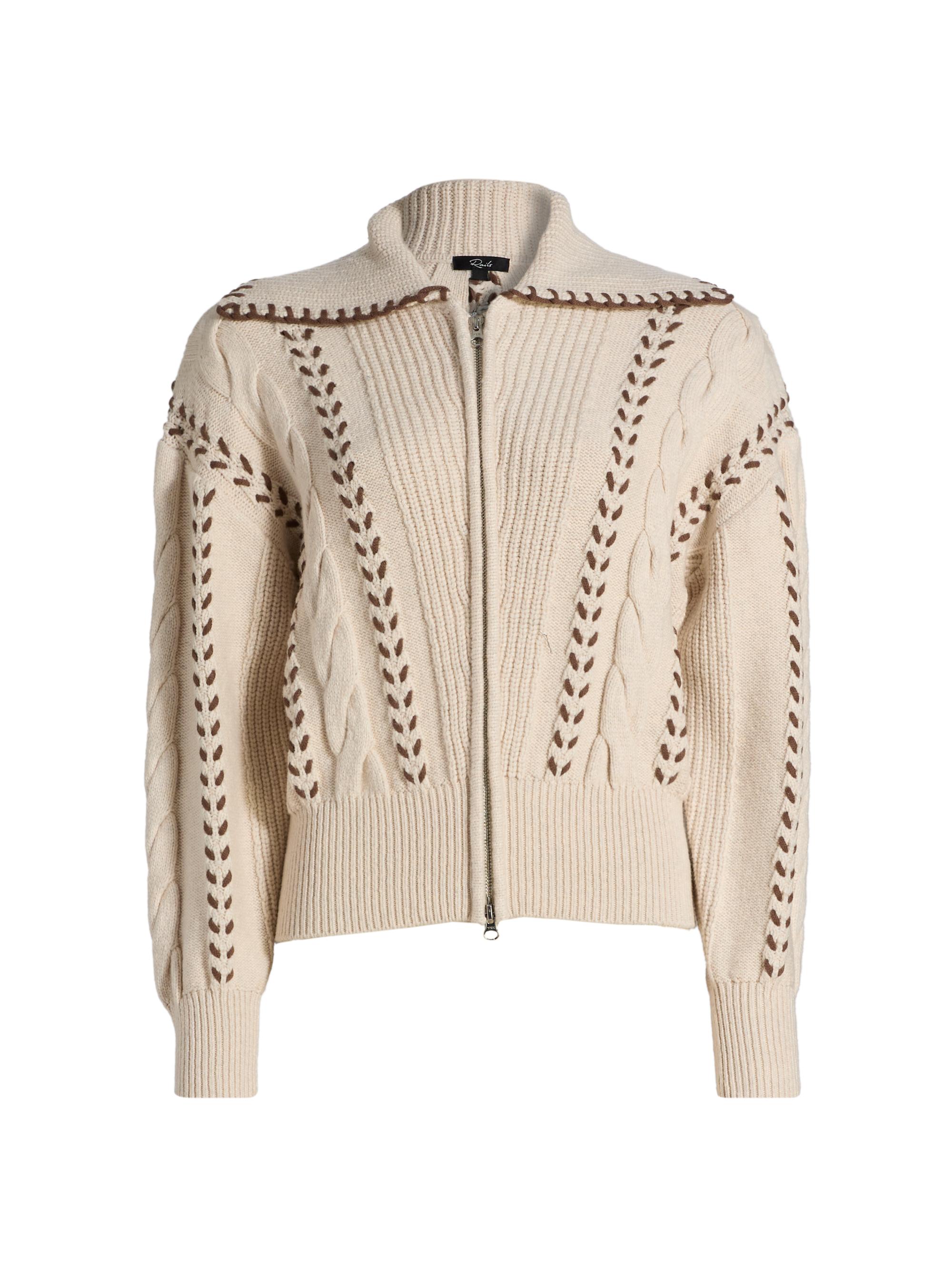 Rails Women's Lune Stitched Zip-Front Jacket - Oatmeal Brown Whip Stitch